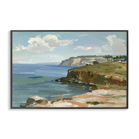 Stupell Industries Along The Shore Scenery Black Framed Giclee Art, design by Alonza Saunders