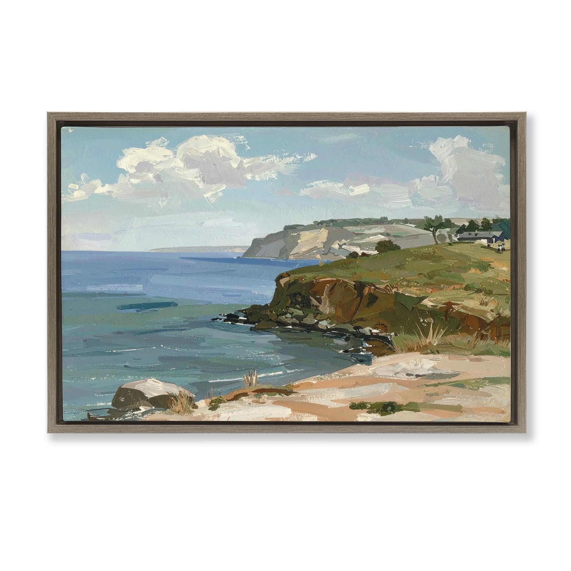 Stupell Industries Along The Shore Scenery Brown Framed Floater Canvas Wall Art, design by Alonza Saunders