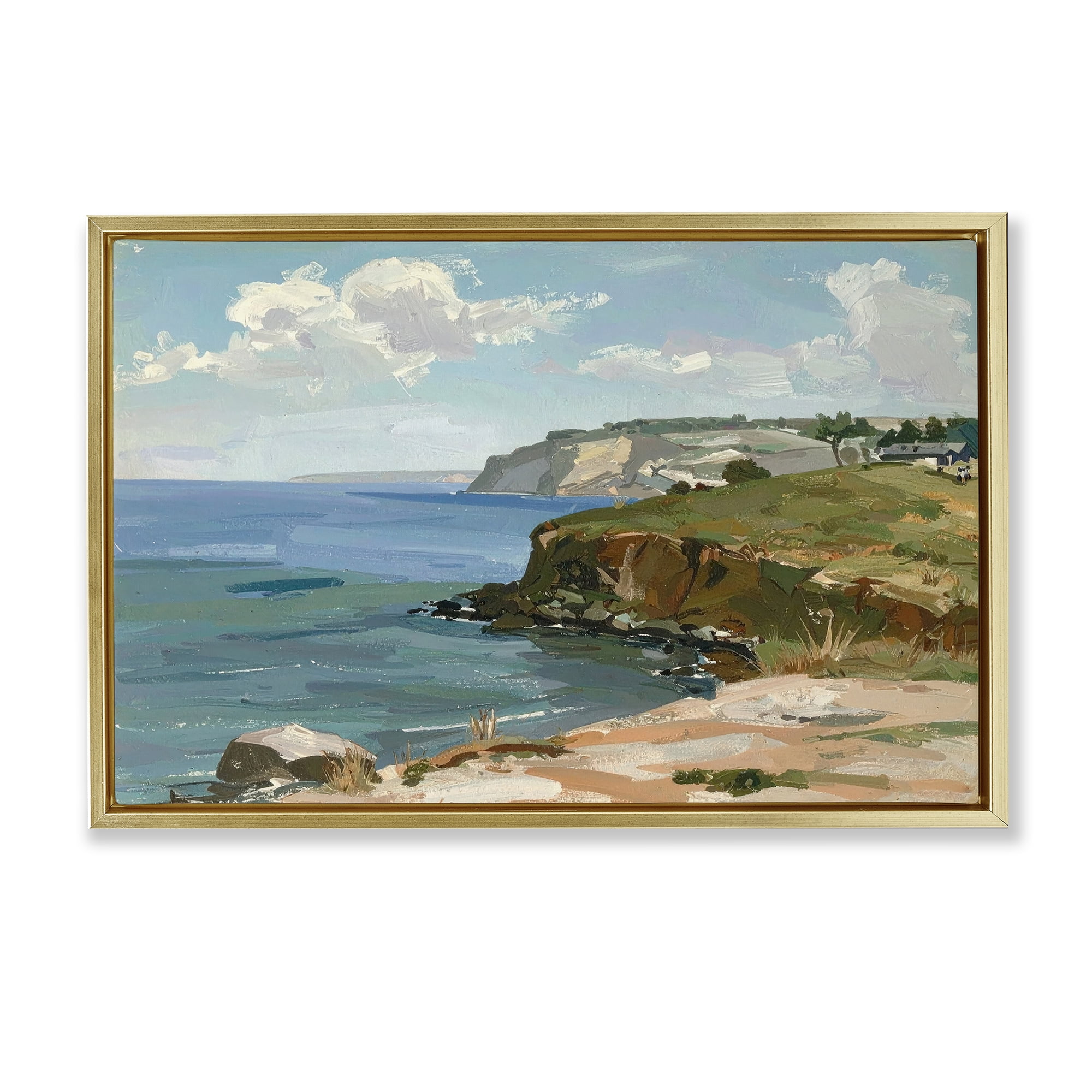 Stupell Industries Along The Shore Scenery Gold Framed Floater Canvas Wall Art, design by Alonza Saunders