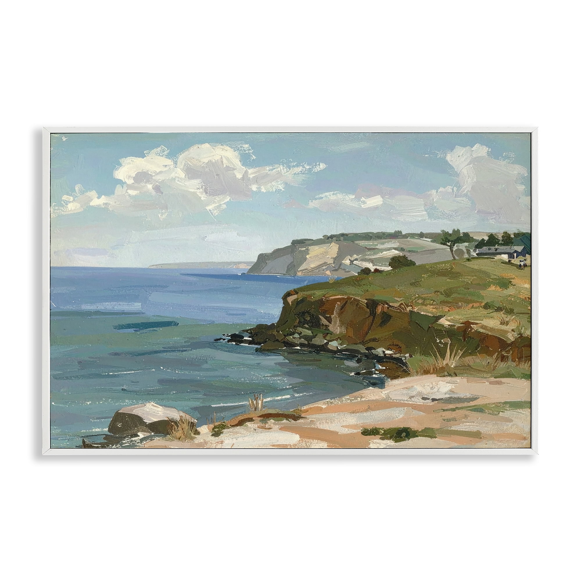 Stupell Industries Along The Shore Scenery White Framed Giclee Art, design by Alonza Saunders