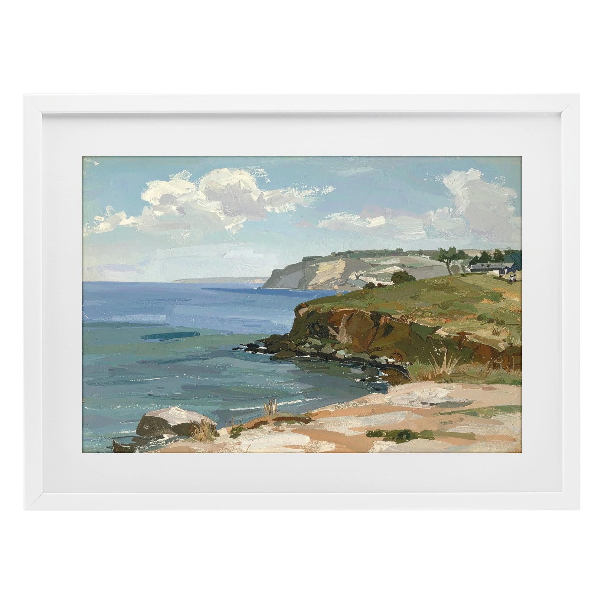 Stupell Industries Along The Shore Scenery White Framed Print Under Glass, design by Alonza Saunders