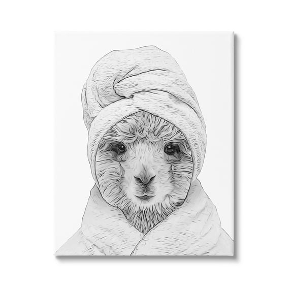Stupell Industries Alpaca Bathrobe Farm Animal Animals & Insects Painting Gallery Wrapped Canvas Print Wall Art