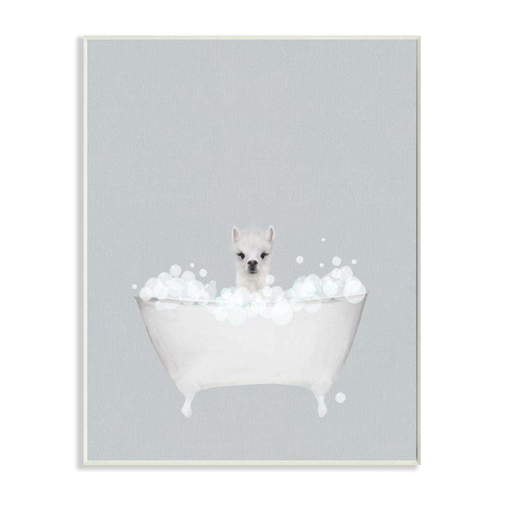 Stupell Industries Alpaca Blue Bath Cute Animal Design Graphic Art Unframed Art Print Wall Art, 10x15, by Leah Straatsma