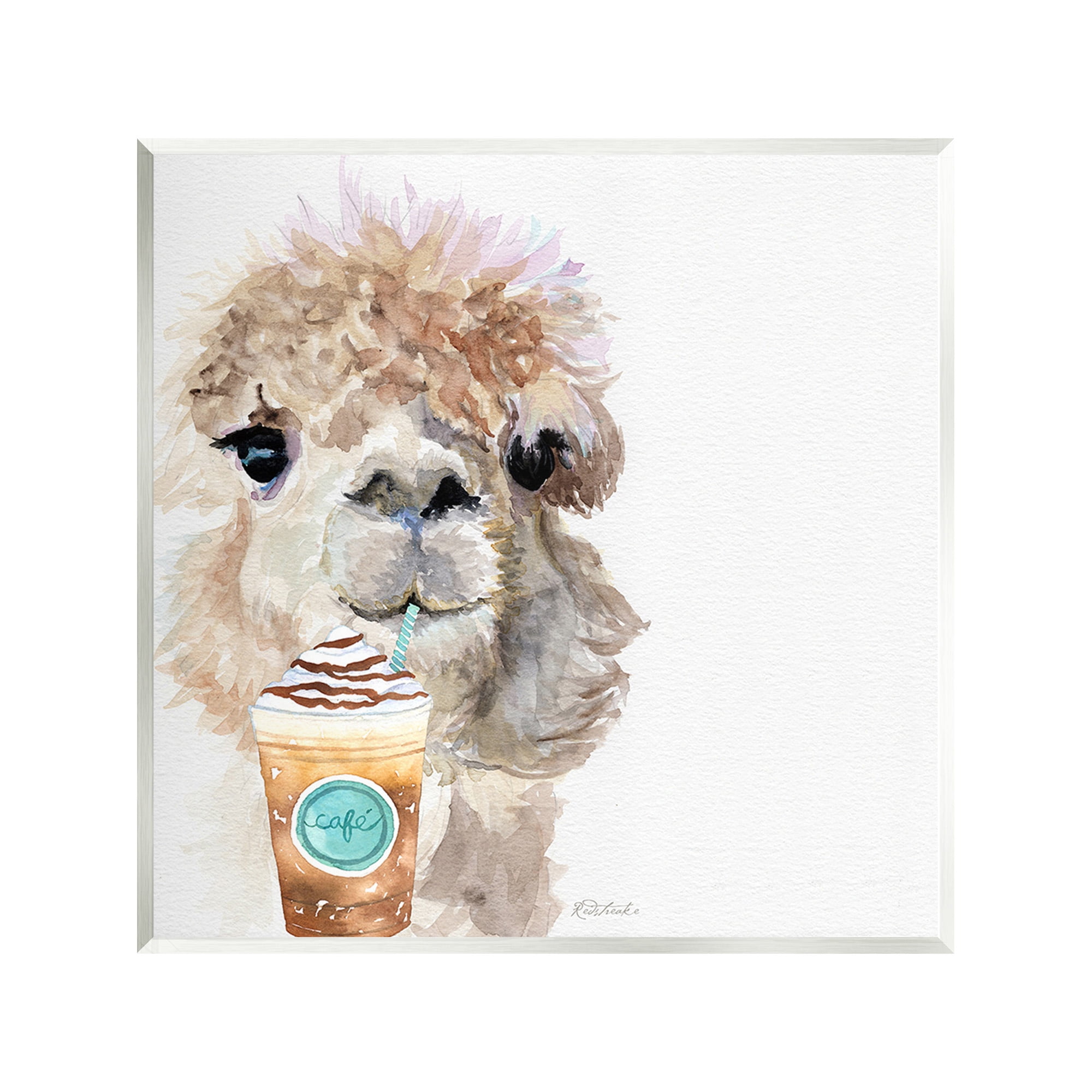Stupell Industries Alpaca & Coffee Latte Animals & Insects Painting Unframed Art Print Wall Art, 12 x 12