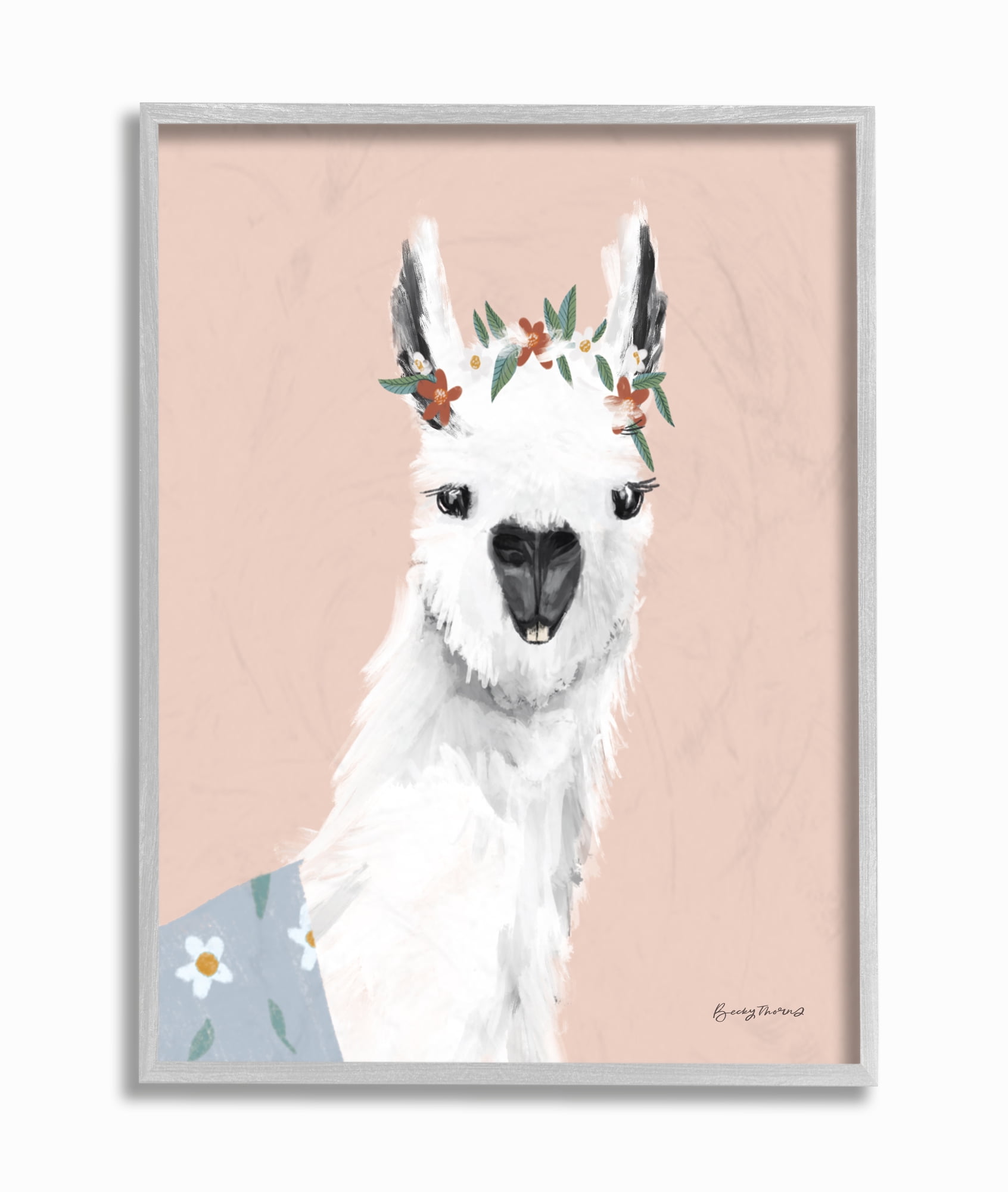Stupell Industries Alpaca Portrait Tropical Fashion Animal Painting Framed Wall Art by Becky Thorne
