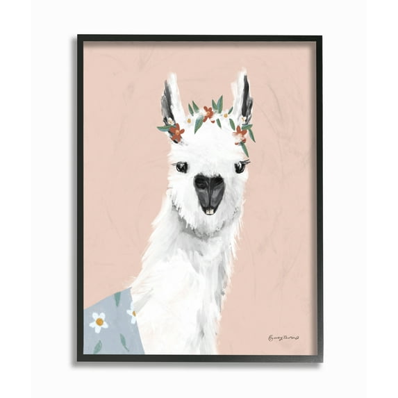 Stupell Industries Alpaca Portrait Tropical Fashion Animal Painting Framed Wall Art by Becky Thorne
