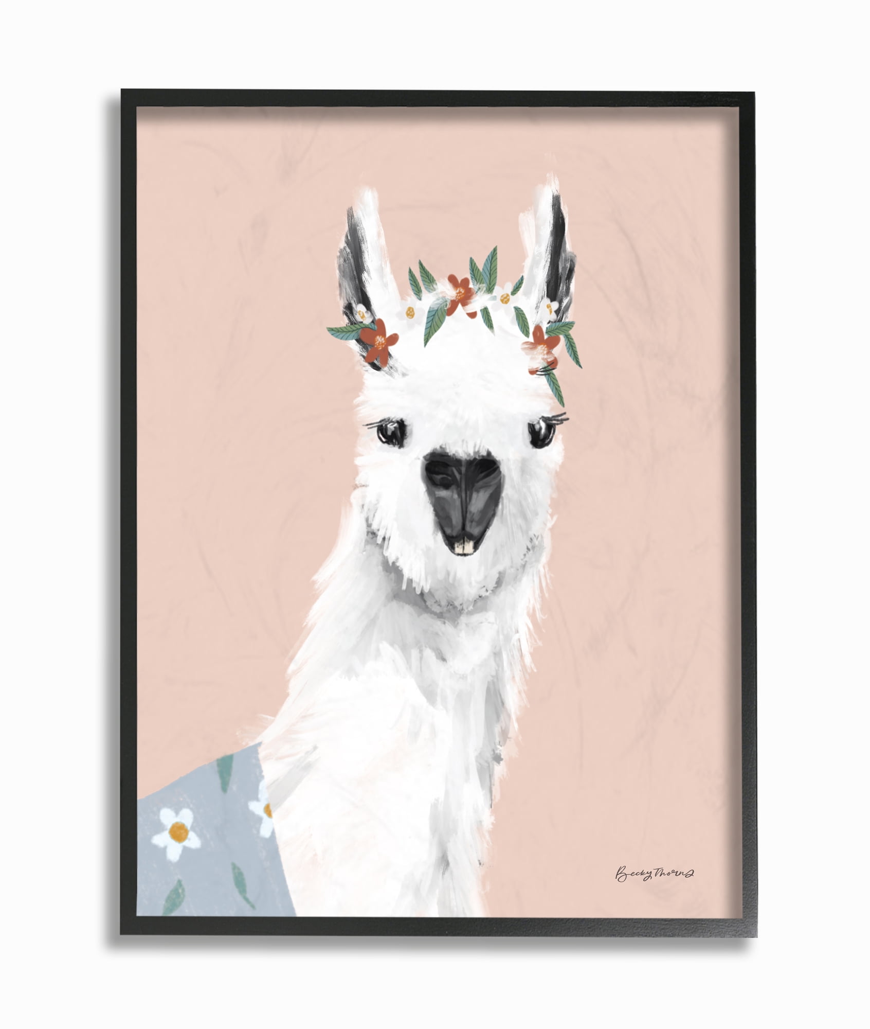 Stupell Industries Alpaca Portrait Tropical Fashion Animal Painting Framed Wall Art by Becky Thorne