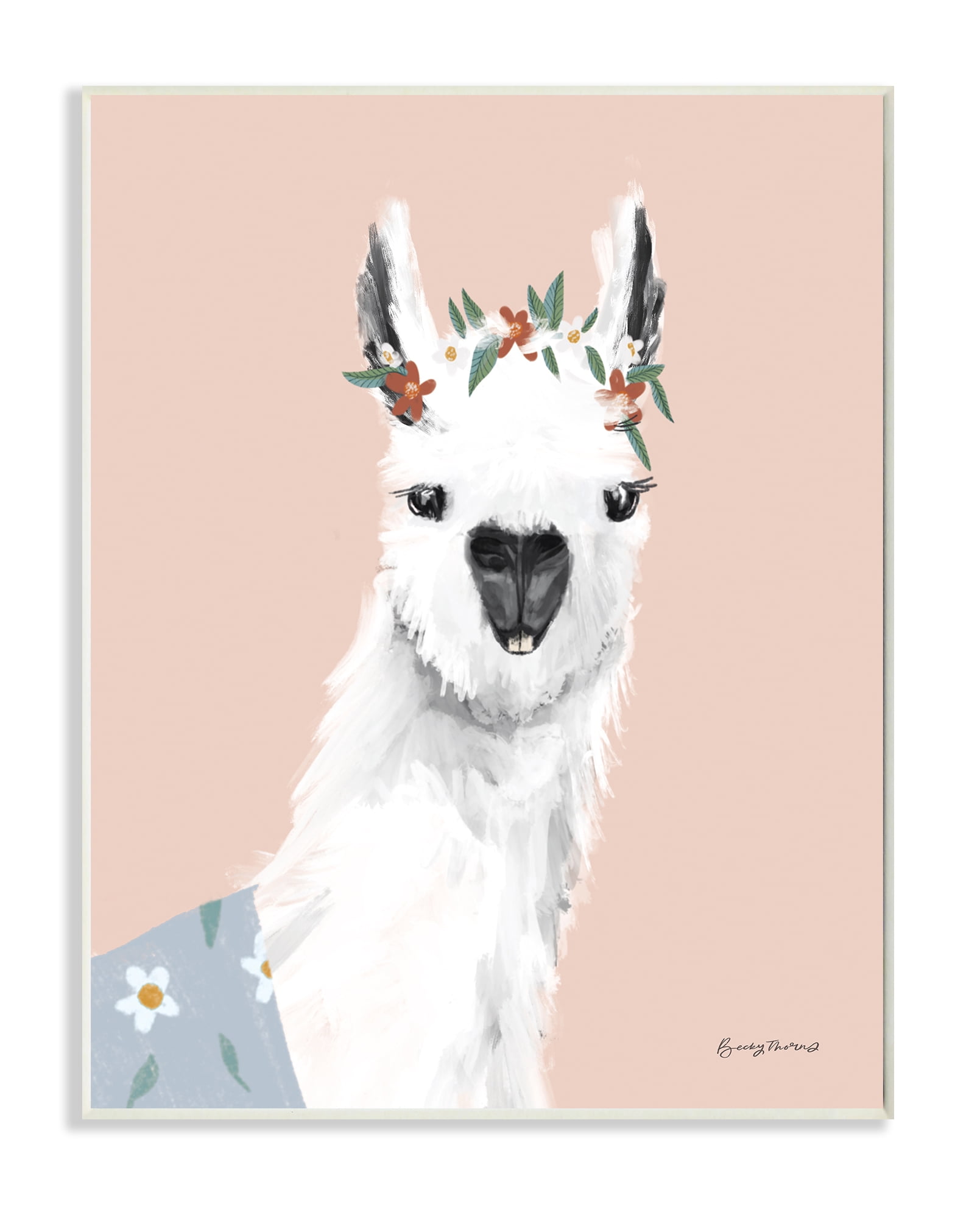 Stupell Industries Alpaca Portrait Tropical Fashion Animal Painting Unframed Art Print Wall Art, 13x19, by Becky Thorne