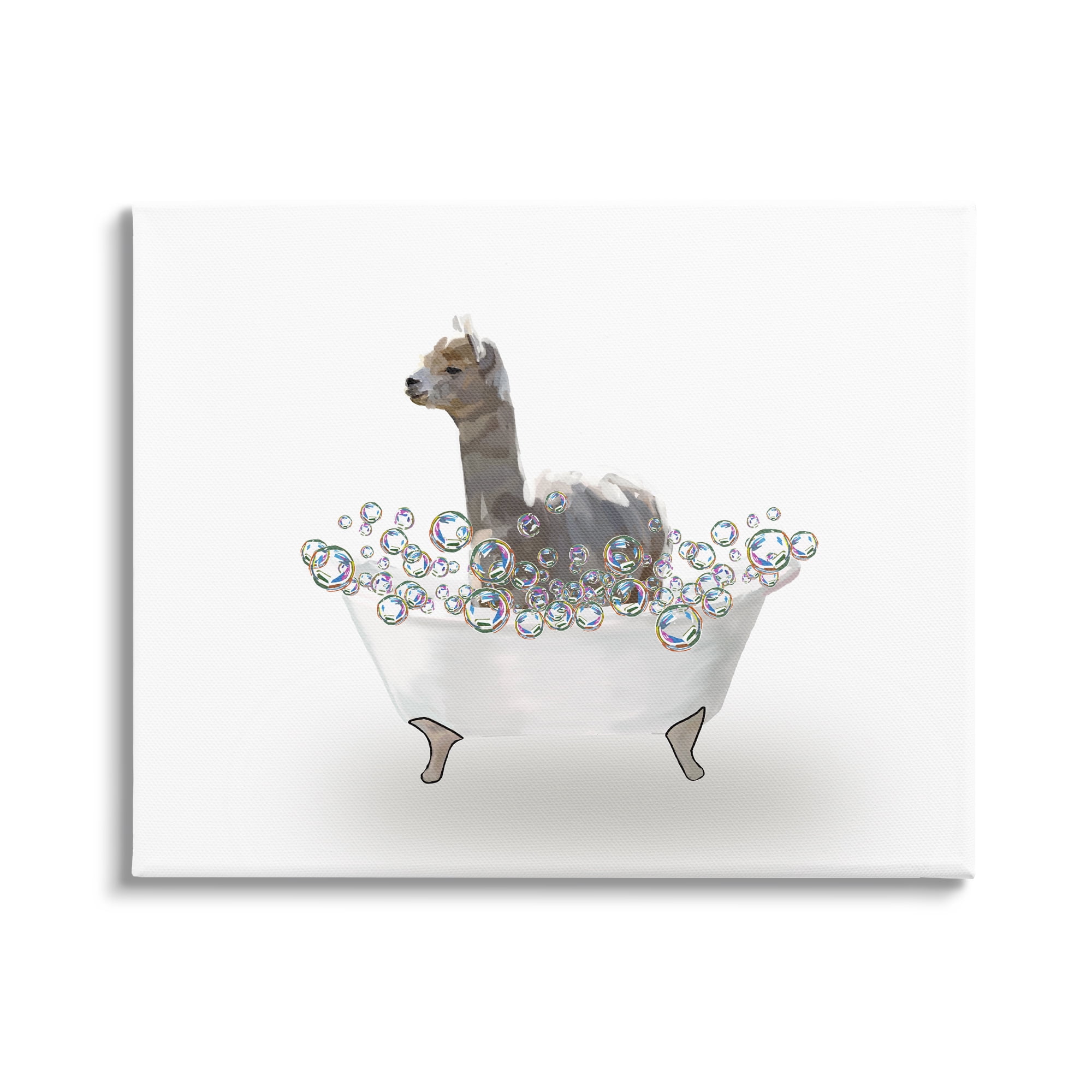Stupell Industries Alpaca in Bubble Bath Animals & Insects Painting Gallery Wrapped Canvas Print Wall Art, 20 x 16