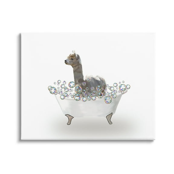 Stupell Industries Alpaca in Bubble Bath Animals & Insects Painting Gallery Wrapped Canvas Print Wall Art, 20 x 16