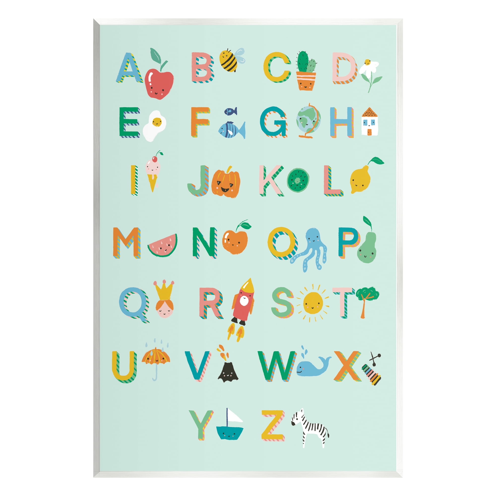 Stupell Industries Alphabet Chart on Mint Green Typography Painting Unframed Art Print Wall Art, 10 x 15