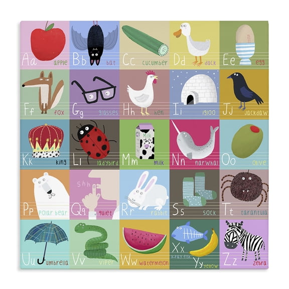Stupell Industries Alphabet Learning First Words Canvas Wall Art, design by Carla Daly