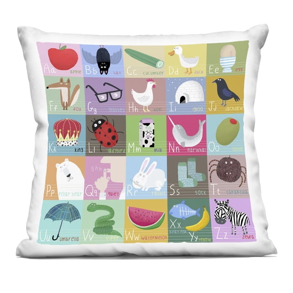 Stupell Industries Alphabet Learning First Words Decorative Printed Throw Pillow, design by Carla Daly, 18 x 7 x 18