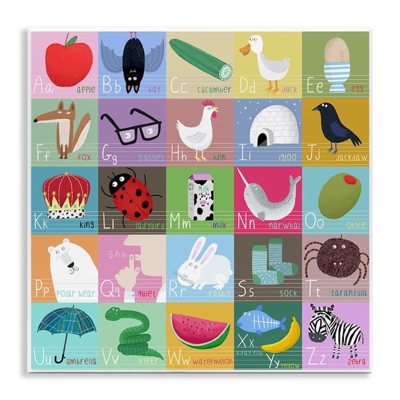 Stupell Industries Alphabet Learning First Words Wall Plaque Art, design by Carla Daly