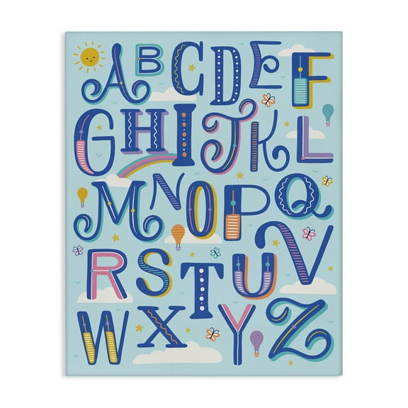 Stupell Industries Alphabet Letters in Sky Typography and Symbols Painting Wrapped Canvas Canvas Art Print Wall Art, 30 x 40