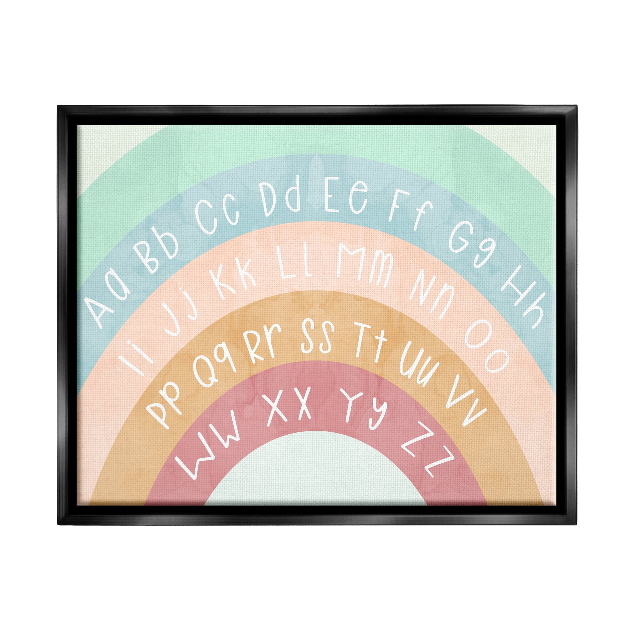 Stupell Industries Alphabet Letters on Rainbow Landscape Painting Black Floater Framed Canvas Art Print Wall Art, 31 x 25