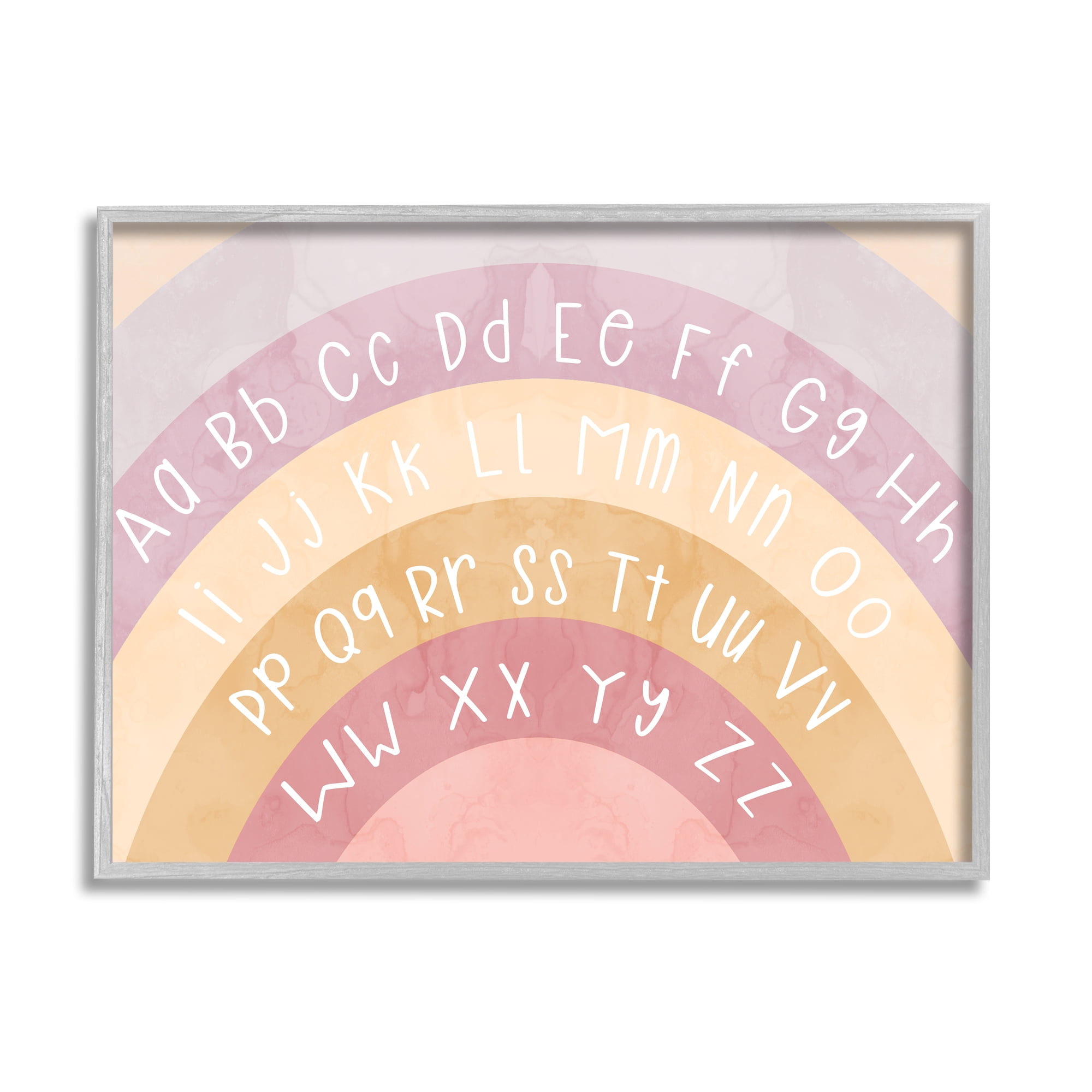 Stupell Industries Alphabet on Muted Arches Landscape Painting Gray Framed Art Print Wall Art, 14 x 11