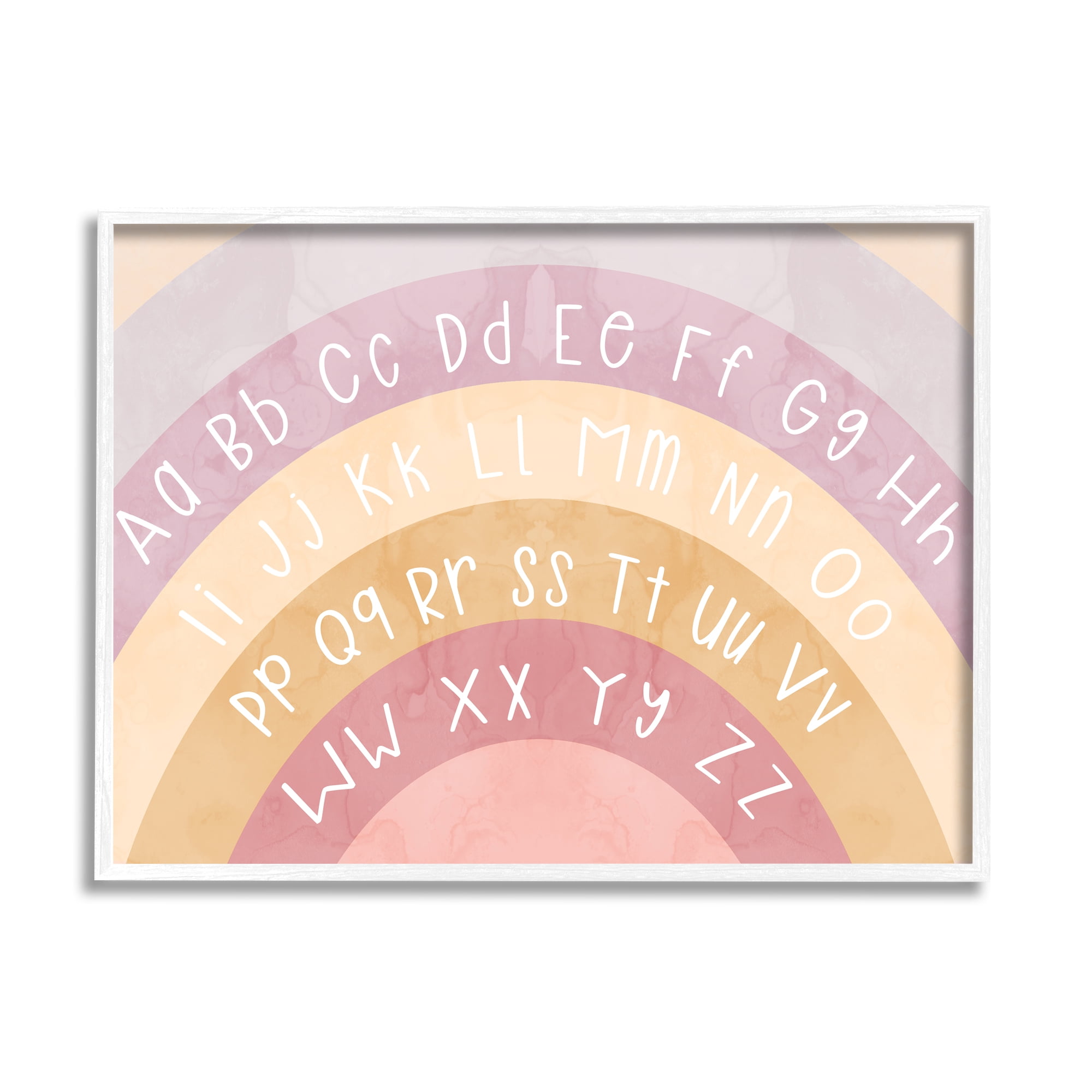 Stupell Industries Alphabet on Muted Arches Landscape Painting White Framed Art Print Wall Art, 14 x 11