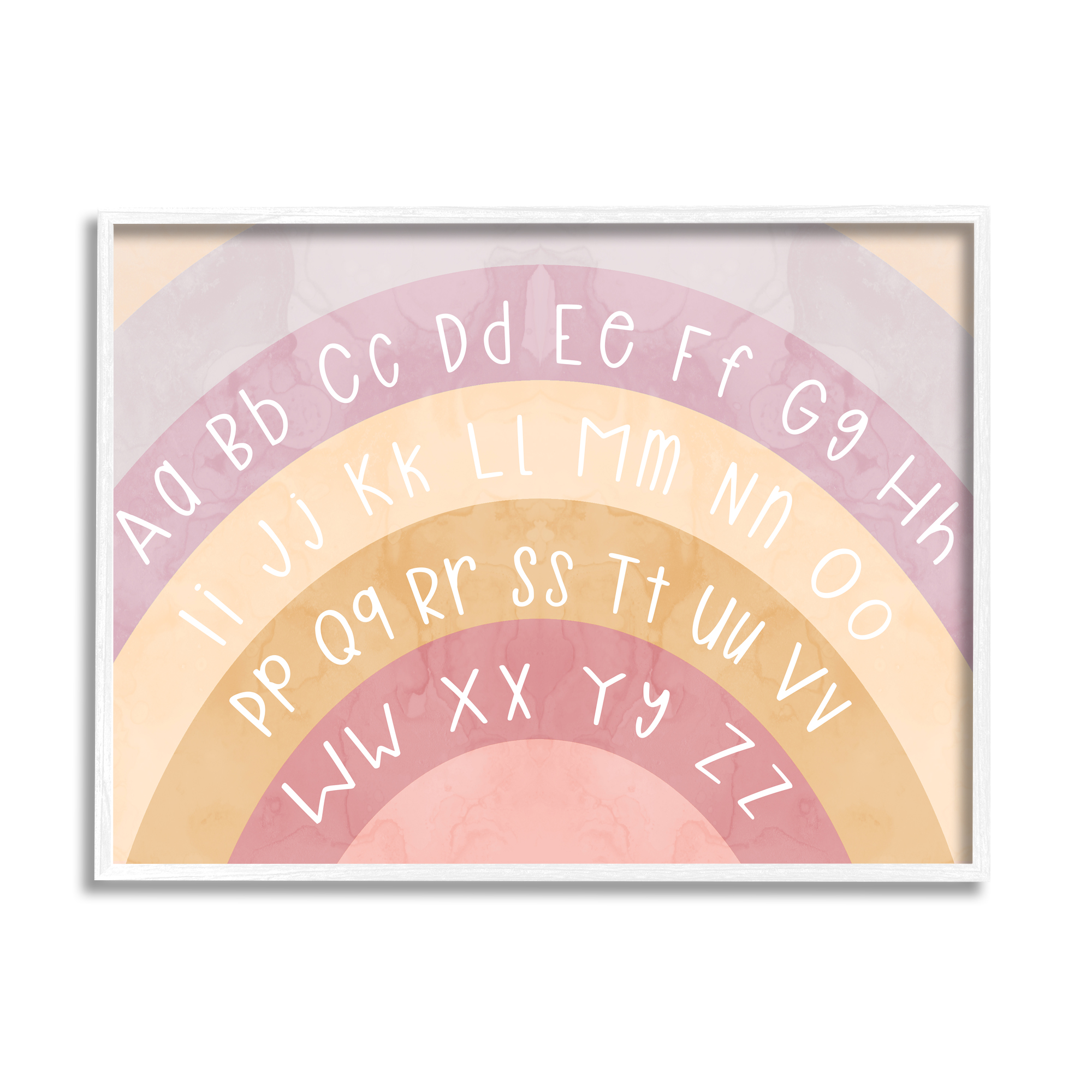 Stupell Industries Alphabet on Muted Arches Landscape Painting White Framed Art Print Wall Art, 20 x 16
