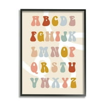 Stupell Industries Alphabet with White Spiral Typography Painting Black Framed Art Print Wall Art, 11 x 14