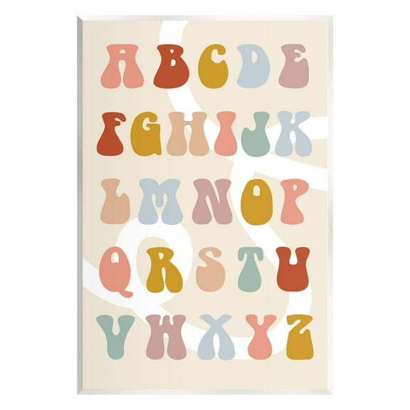 Stupell Industries Alphabet with White Spiral Typography Painting Unframed Art Print Wall Art, 10 x 15