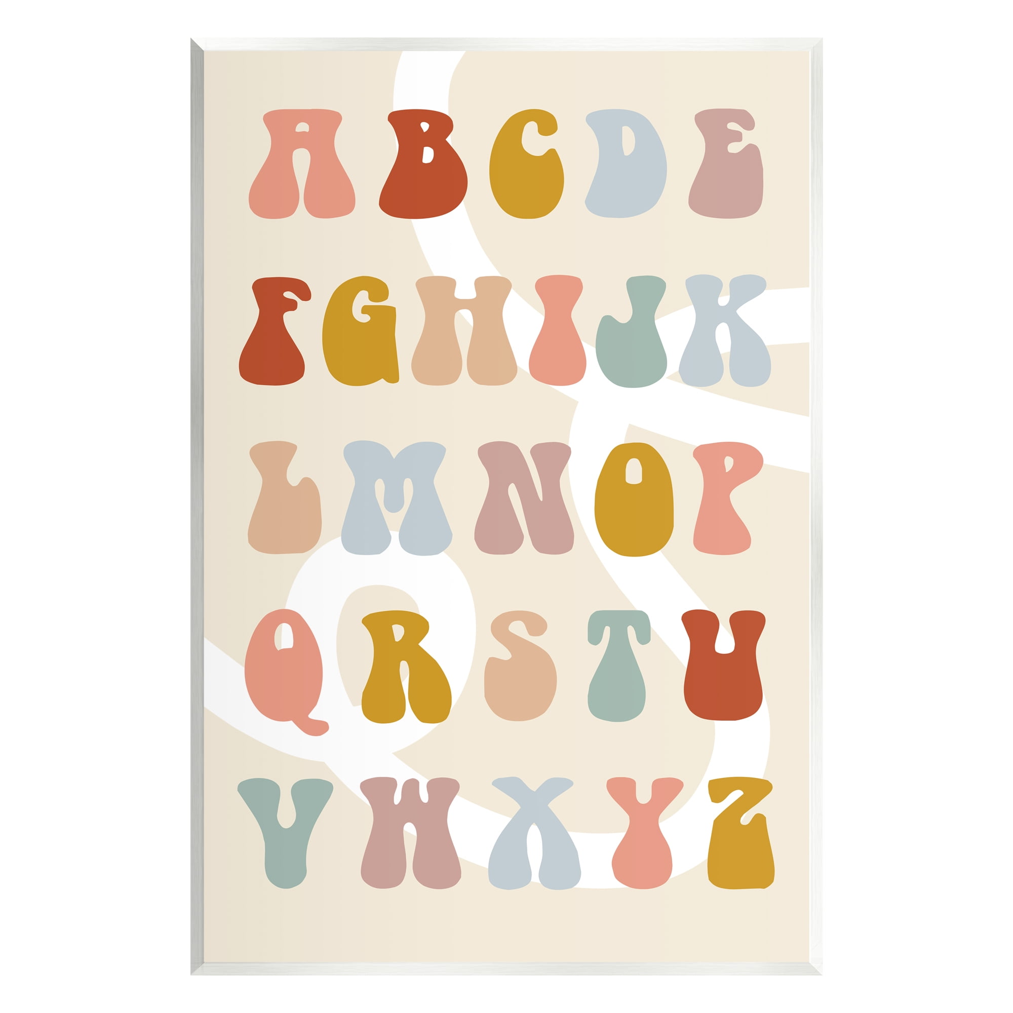 Stupell Industries Alphabet with White Spiral Typography Painting Unframed Art Print Wall Art, 13 x 19