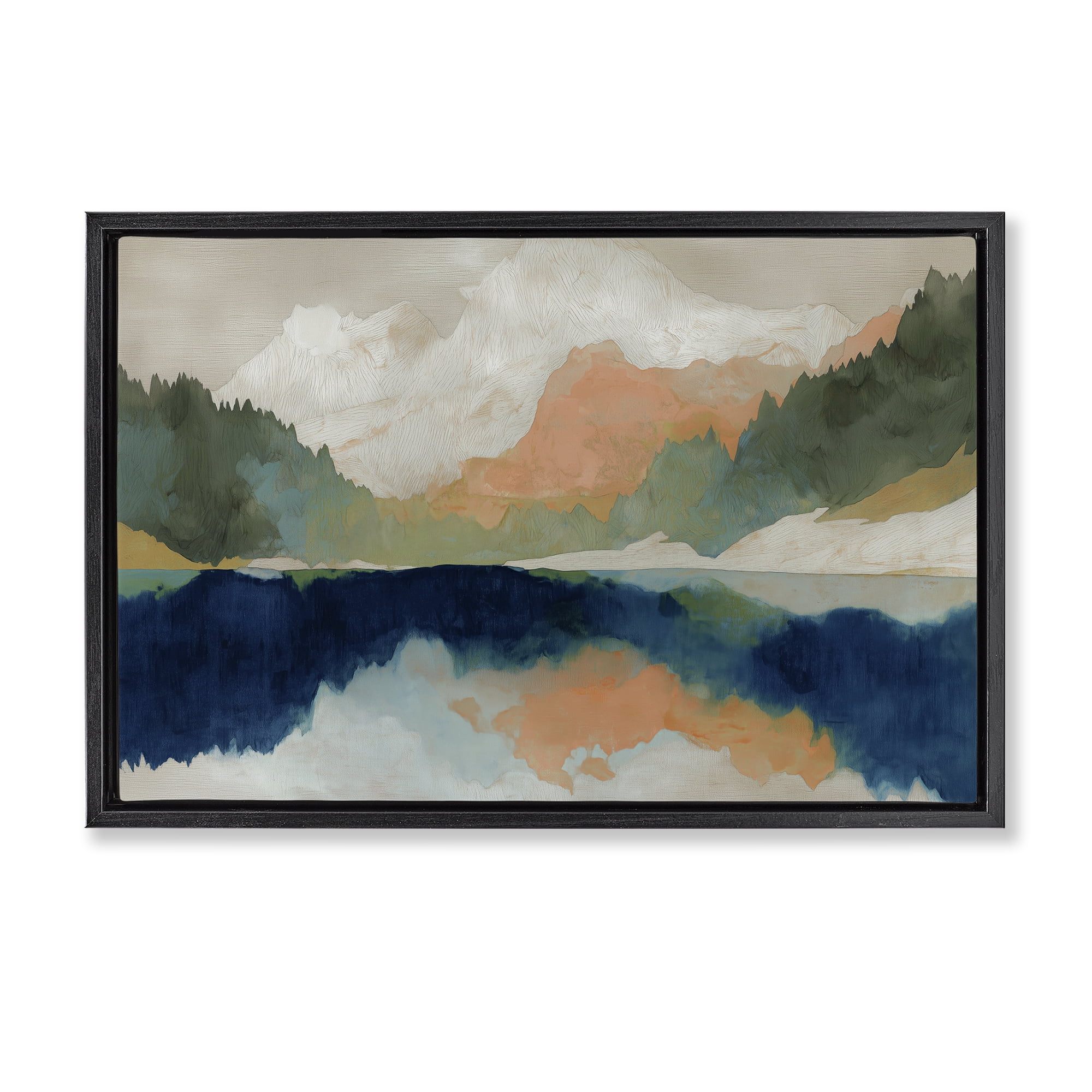 Stupell Industries Alpine Autumn Lake Reflection Black Framed Floater Canvas Wall Art, design by Chromatic Storm Studio