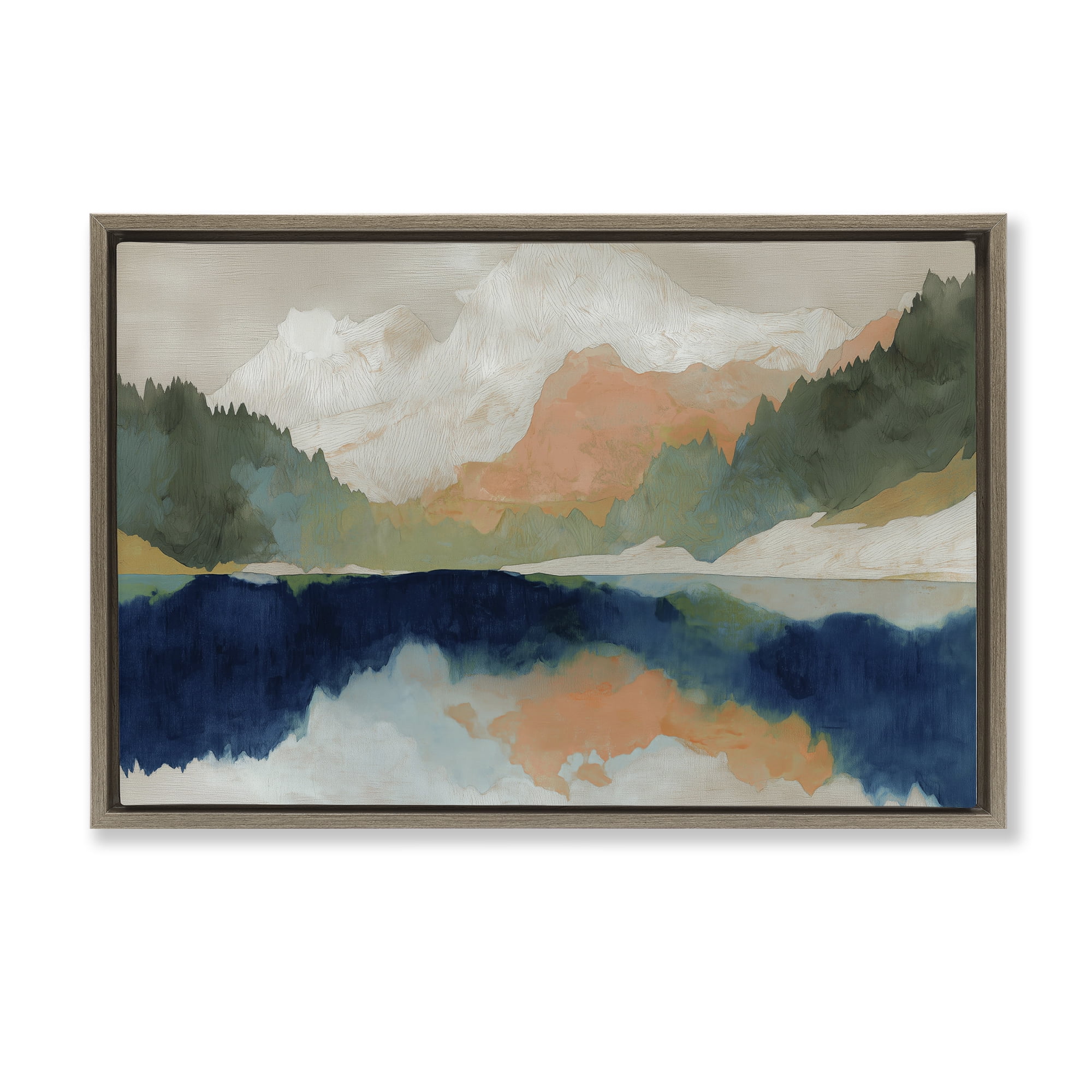 Stupell Industries Alpine Autumn Lake Reflection Brown Framed Floater Canvas Wall Art, design by Chromatic Storm Studio