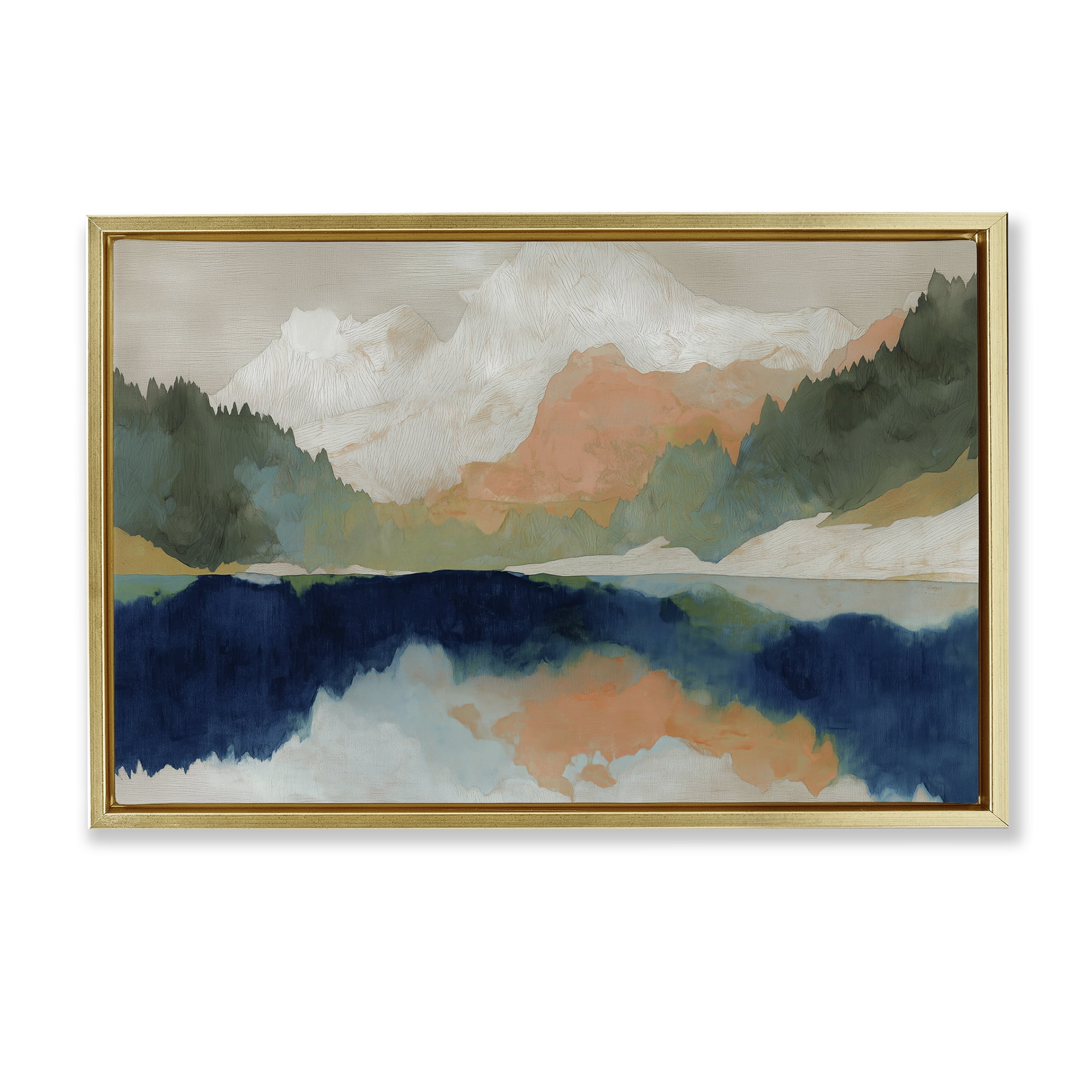 Stupell Industries Alpine Autumn Lake Reflection Gold Framed Floater Canvas Wall Art, design by Chromatic Storm Studio