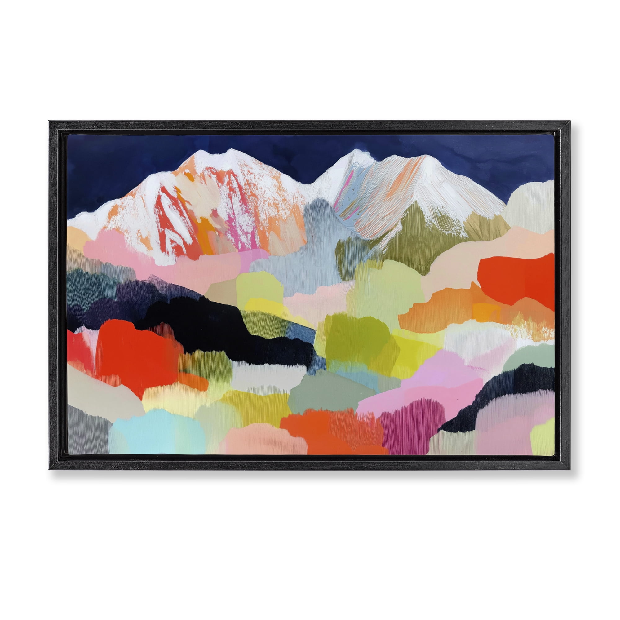 Stupell Industries Alpine Glow in Vibrant Mountains Black Framed Floater Canvas Wall Art, design by Chromatic Storm Studio