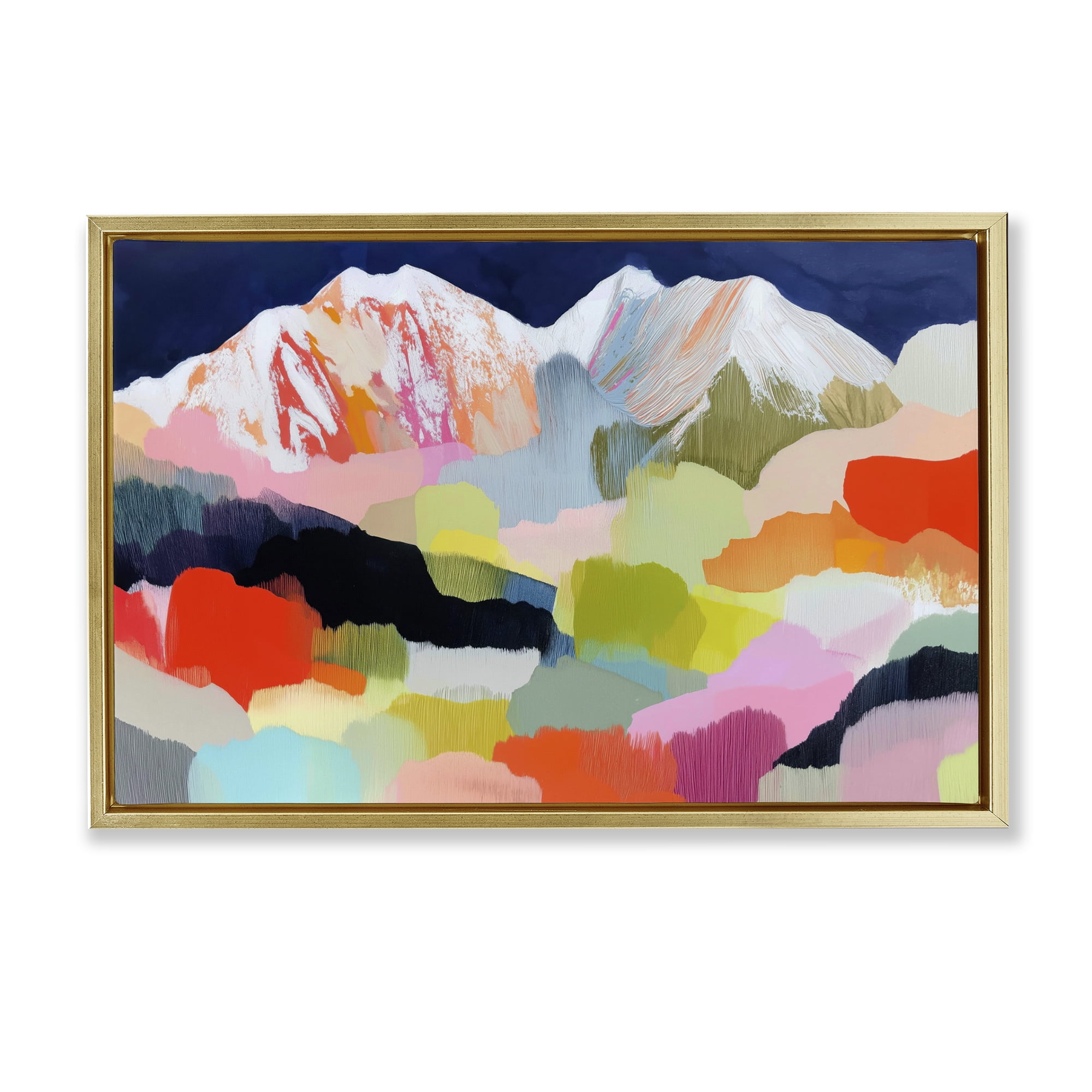 Stupell Industries Alpine Glow in Vibrant Mountains Gold Framed Floater Canvas Wall Art, design by Chromatic Storm Studio
