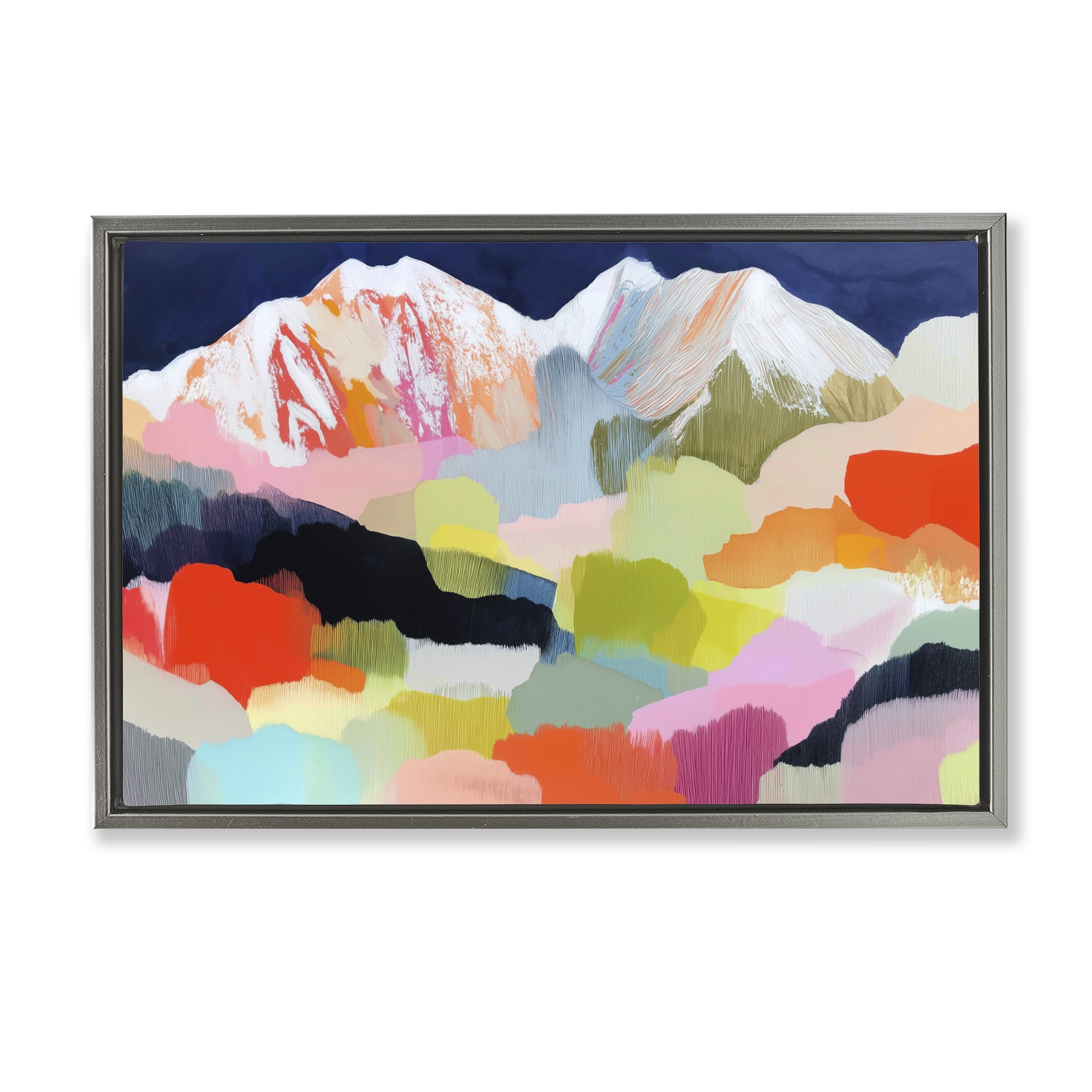 Stupell Industries Alpine Glow in Vibrant Mountains Gray Framed Floater Canvas Wall Art, design by Chromatic Storm Studio