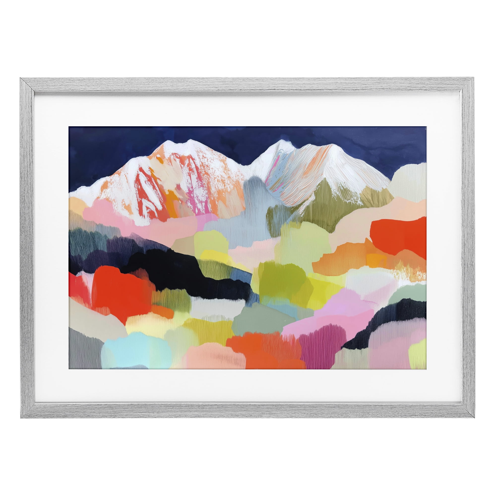 Stupell Industries Alpine Glow in Vibrant Mountains Gray Framed Print Under Glass, design by Chromatic Storm Studio