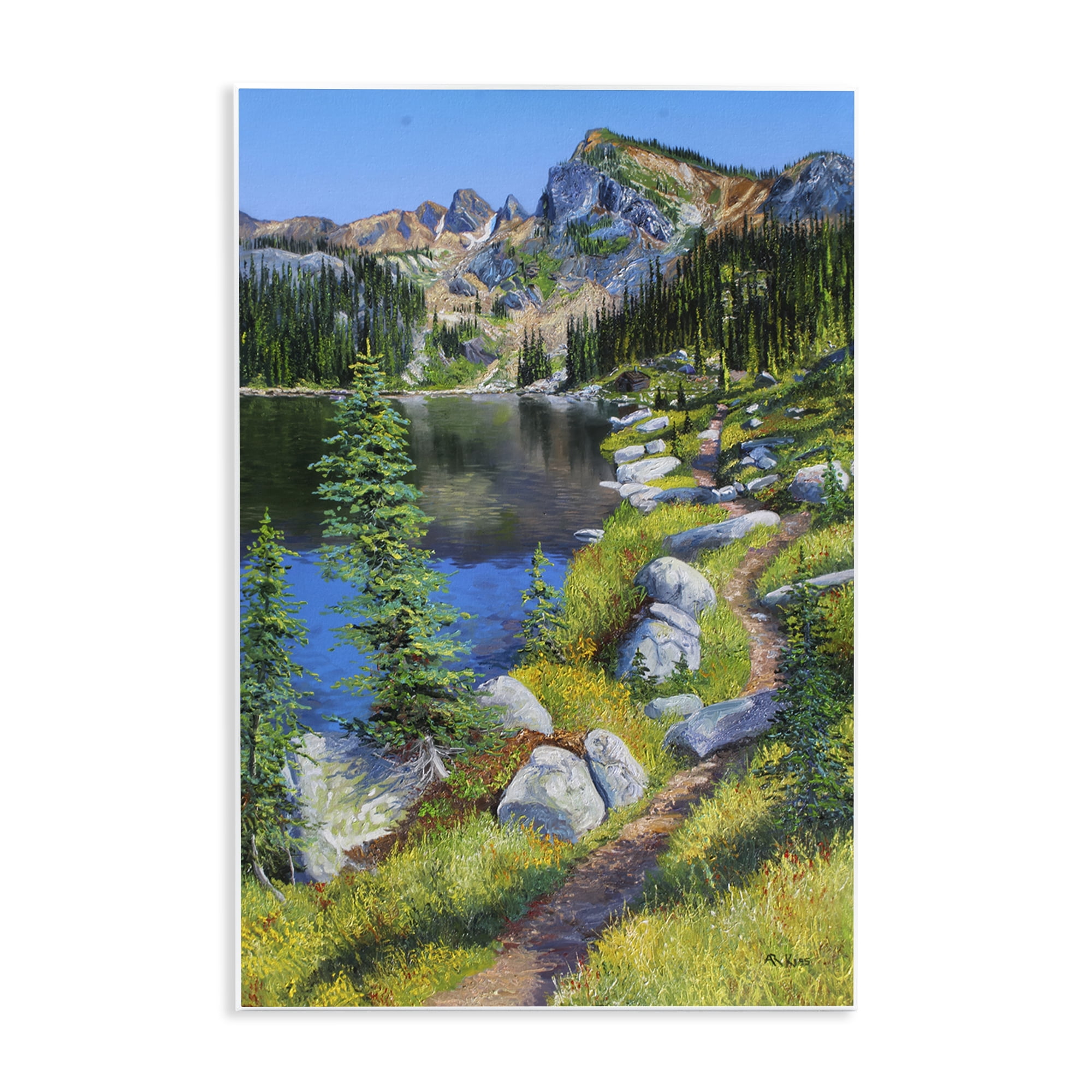 Stupell Industries Alpine Lake Landscape Landscape & Nature Painting Unframed Art Print Wall Art, 13 x 19