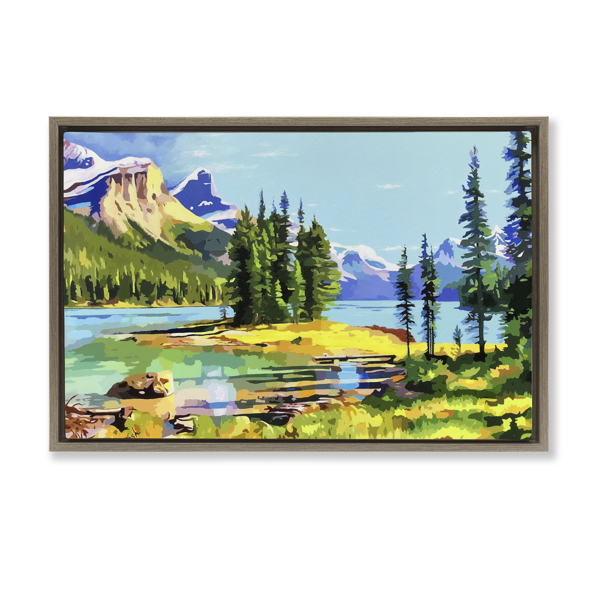 Stupell Industries Alpine Mountain Solitude Brown Framed Floater Canvas Wall Art, design by John Jaster