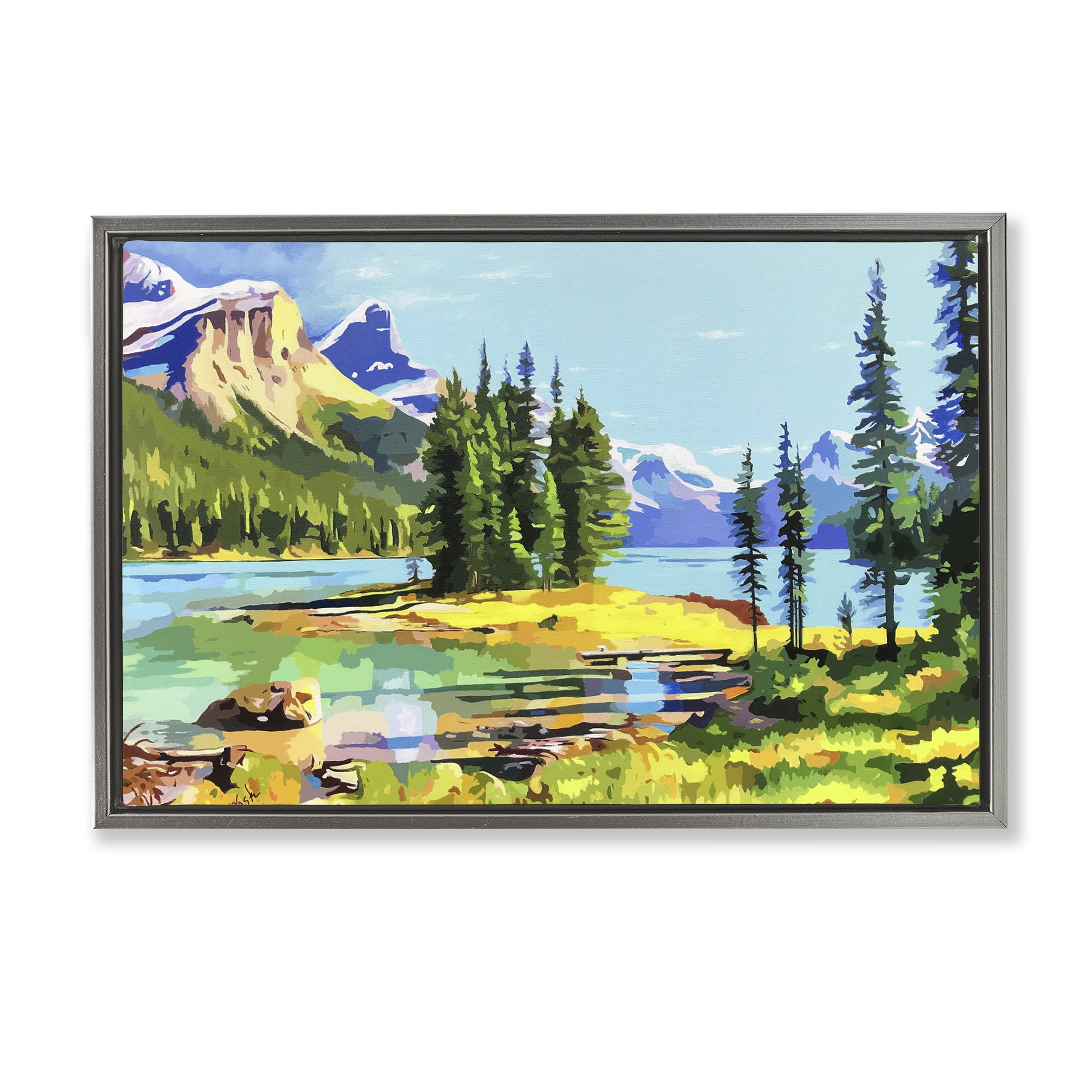 Stupell Industries Alpine Mountain Solitude Gray Framed Floater Canvas Wall Art, design by John Jaster