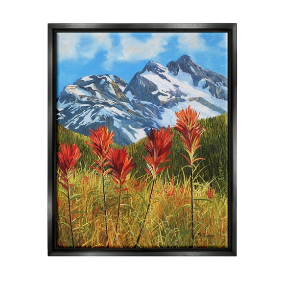 Stupell Industries Alpine Mountain Valley Nature Painting Black Floater Framed Art Print Wall Art, 17 x 21
