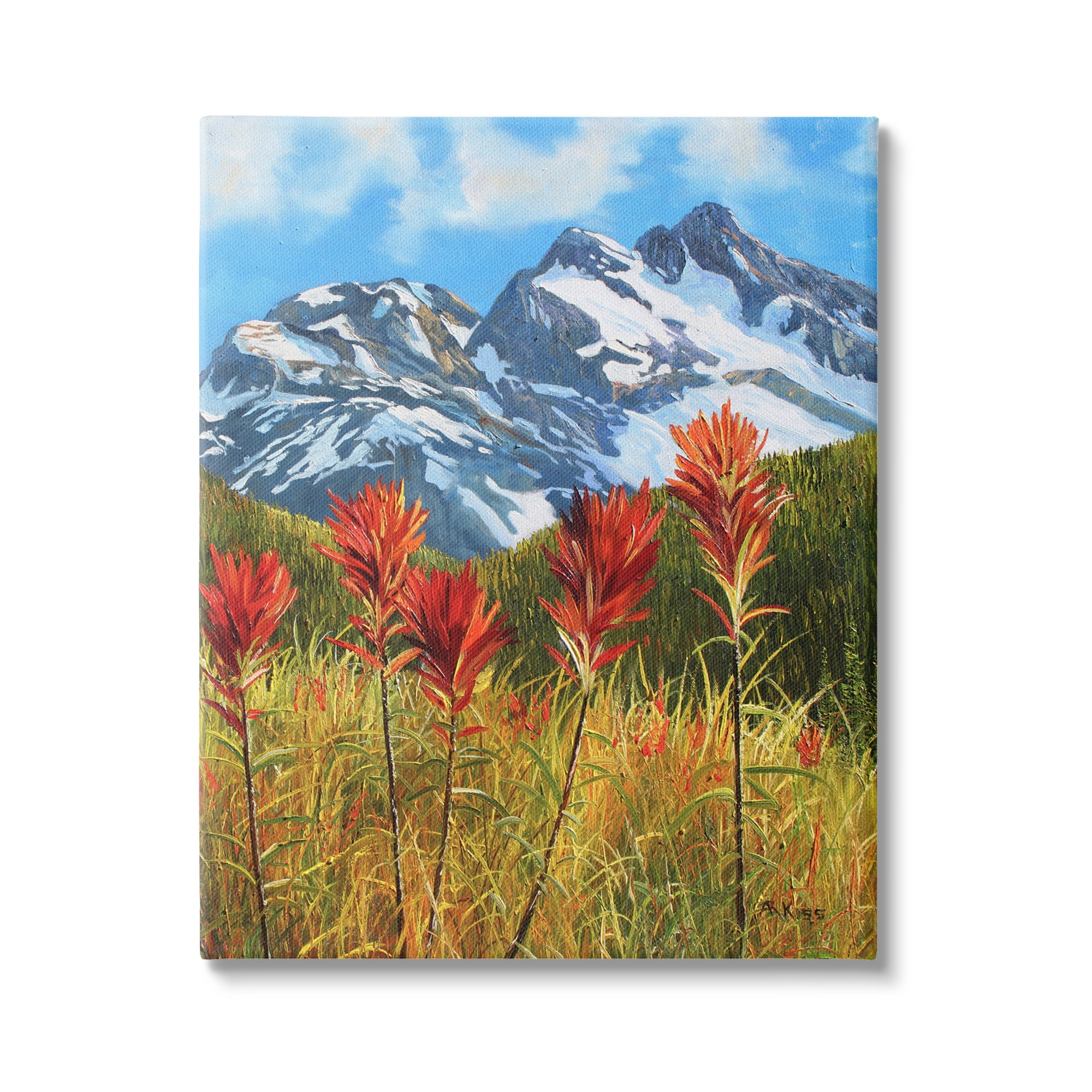 Stupell Industries Alpine Mountain Valley Nature Painting Gallery Wrapped Canvas Print Wall Art, 36 x 48