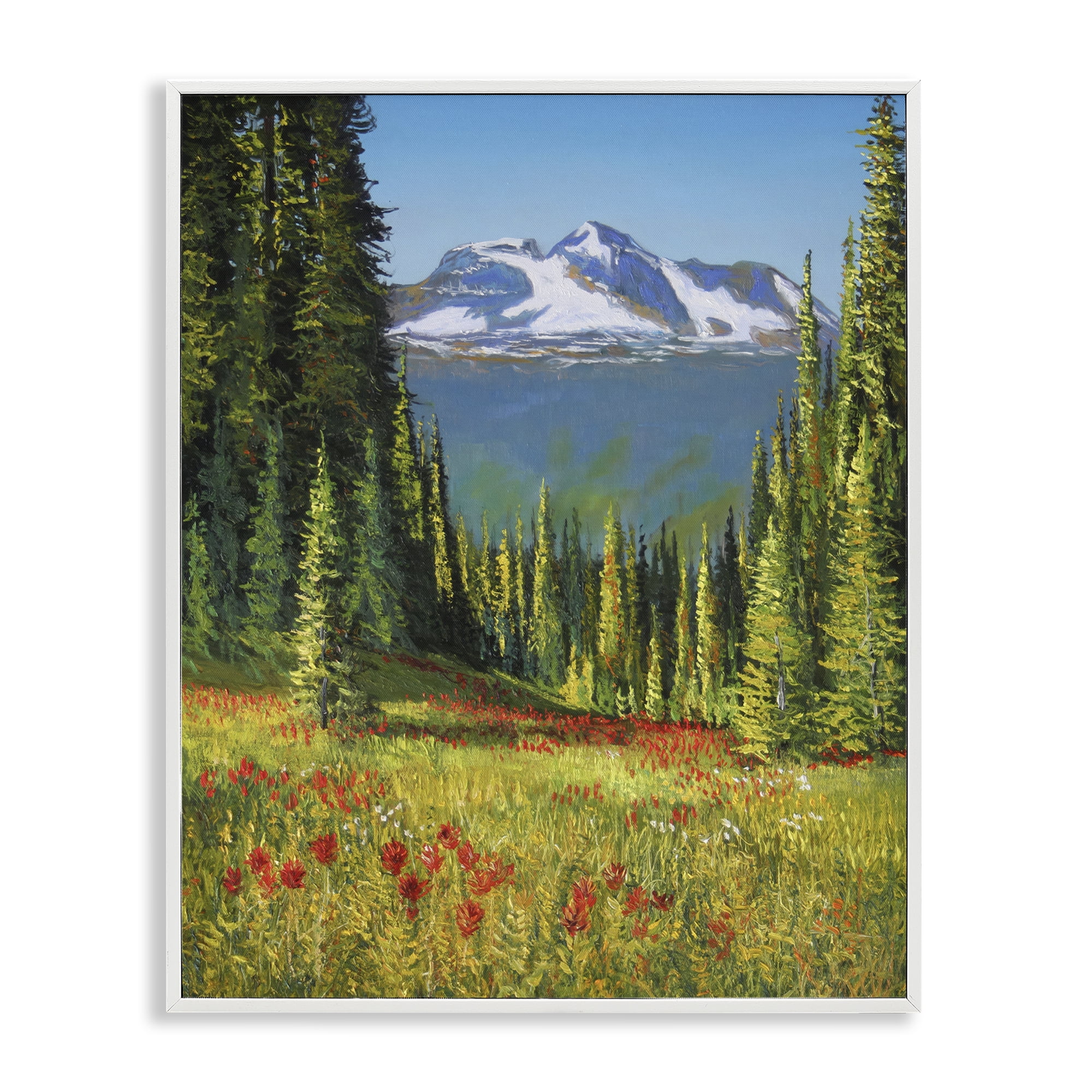 Stupell Industries Alpine Valley Meadow Landscape & Nature Painting White Framed Art Print Wall Art, 16 x 20