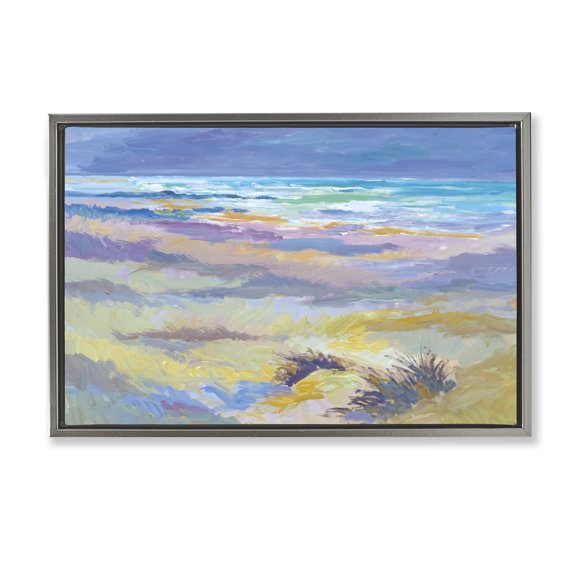 Stupell Industries Alternating Beach Hues Gray Framed Floater Canvas Wall Art design by Pere Camps, 17 x 25