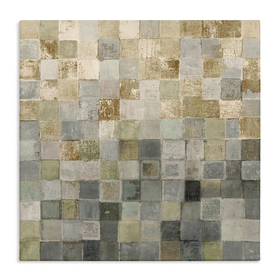 Stupell Industries Alternating Beige & Grey Squares Abstract Painting Gallery Wrapped Canvas Art Print Wall Art, 17 x 17