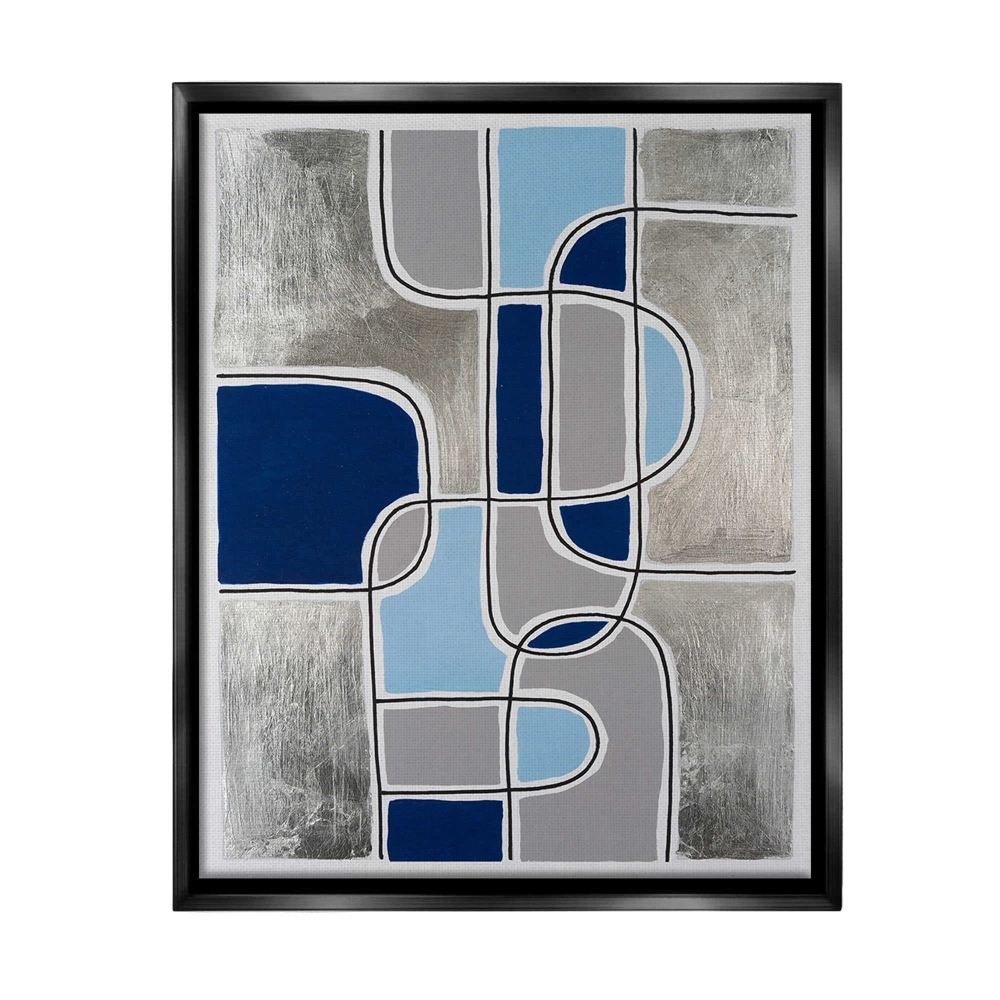 Stupell Industries Alternating Centric Shapes Abstract Painting Black Floater Framed Canvas Art Print Wall Art, 25 x 31
