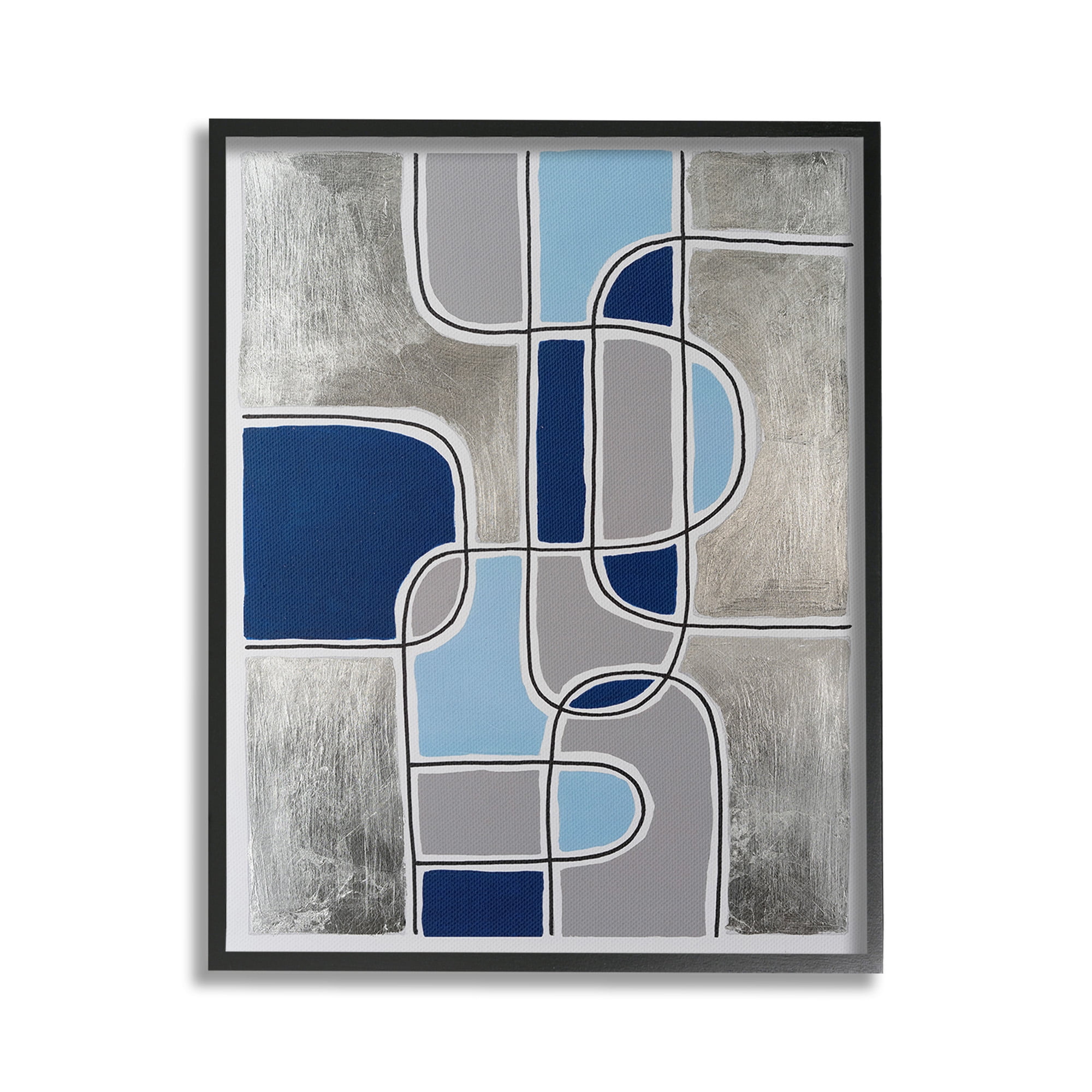 Stupell Industries Alternating Centric Shapes Abstract Painting Black Framed Art Print Wall Art, 24 x 30