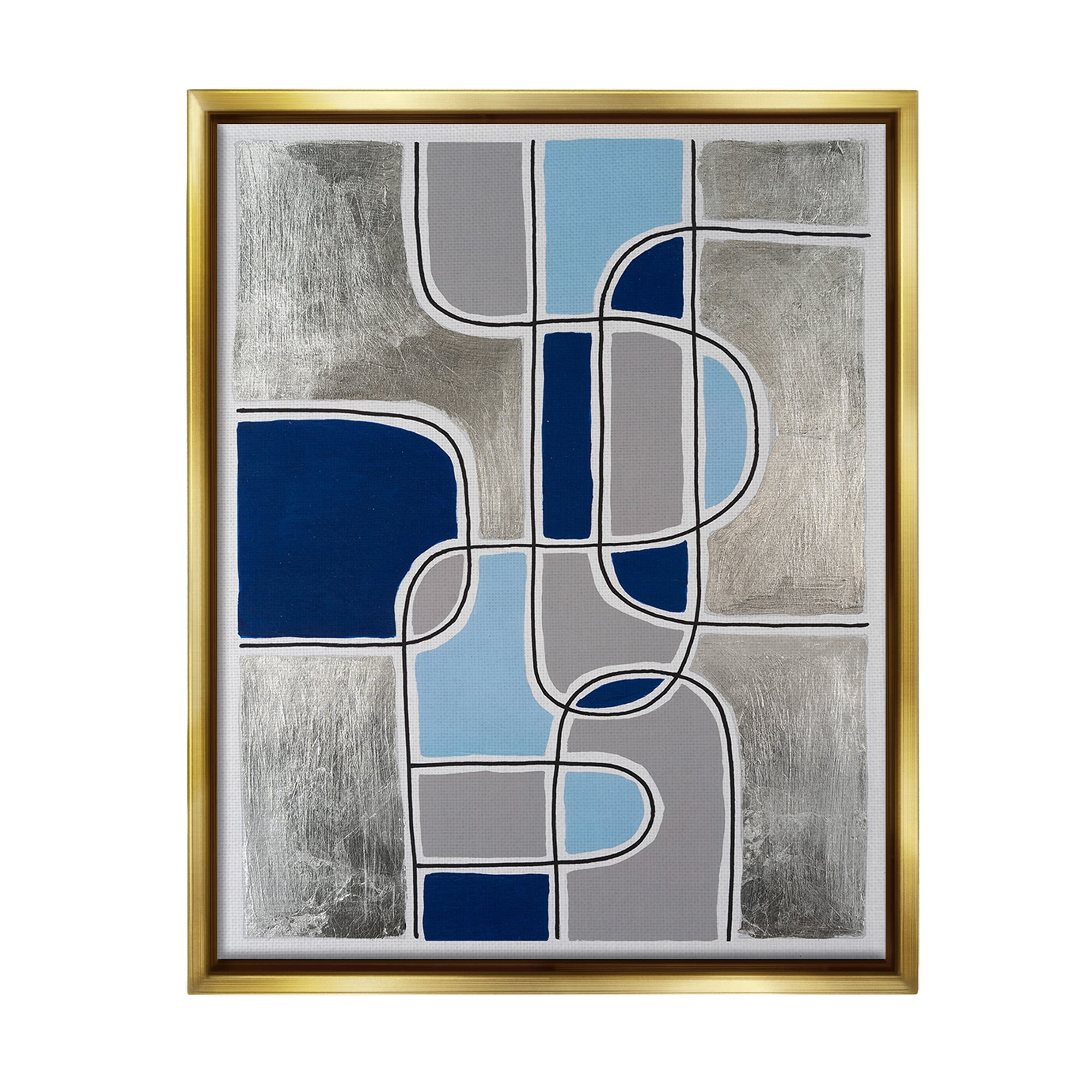 Stupell Industries Alternating Centric Shapes Abstract Painting Gold Floater Framed Canvas Art Print Wall Art, 17 x 21