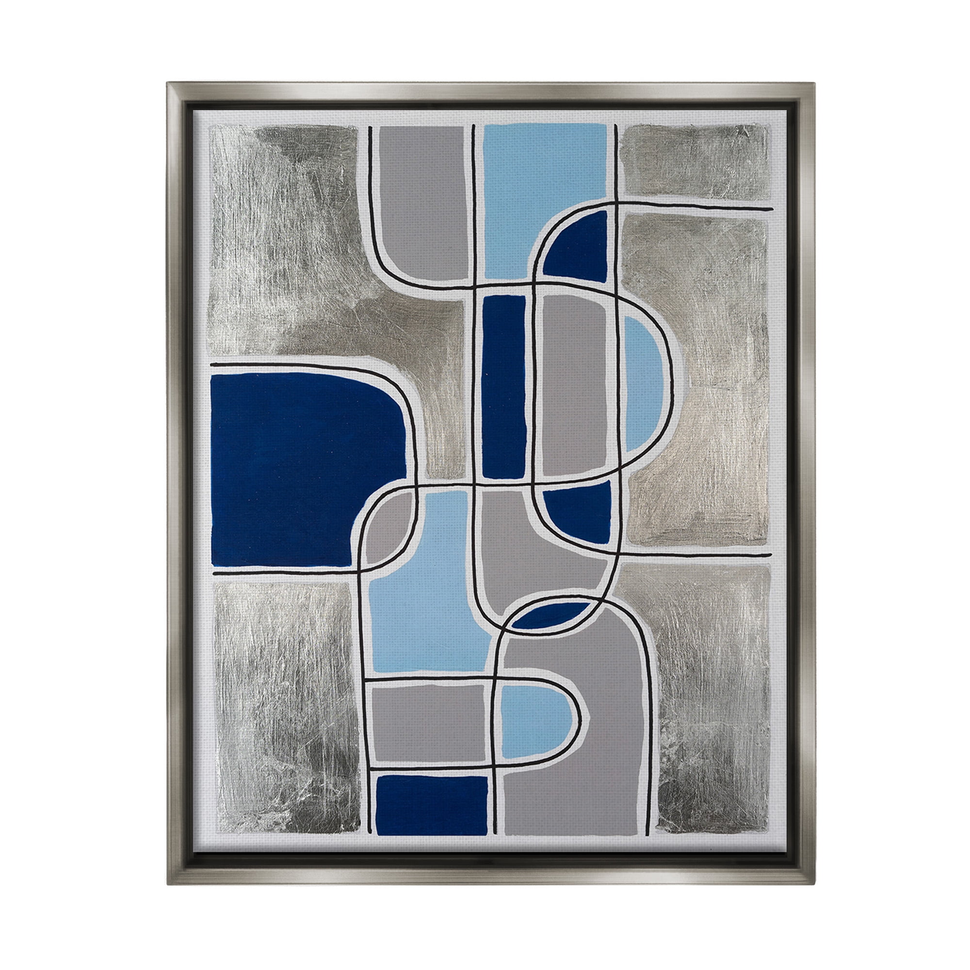 Stupell Industries Alternating Centric Shapes Abstract Painting Gray Floater Framed Canvas Art Print Wall Art, 17 x 21