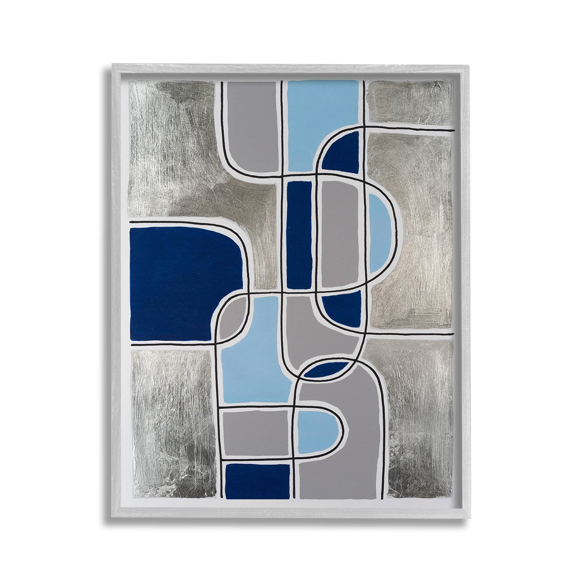 Stupell Industries Alternating Centric Shapes Abstract Painting Gray Framed Art Print Wall Art, 11 x 14