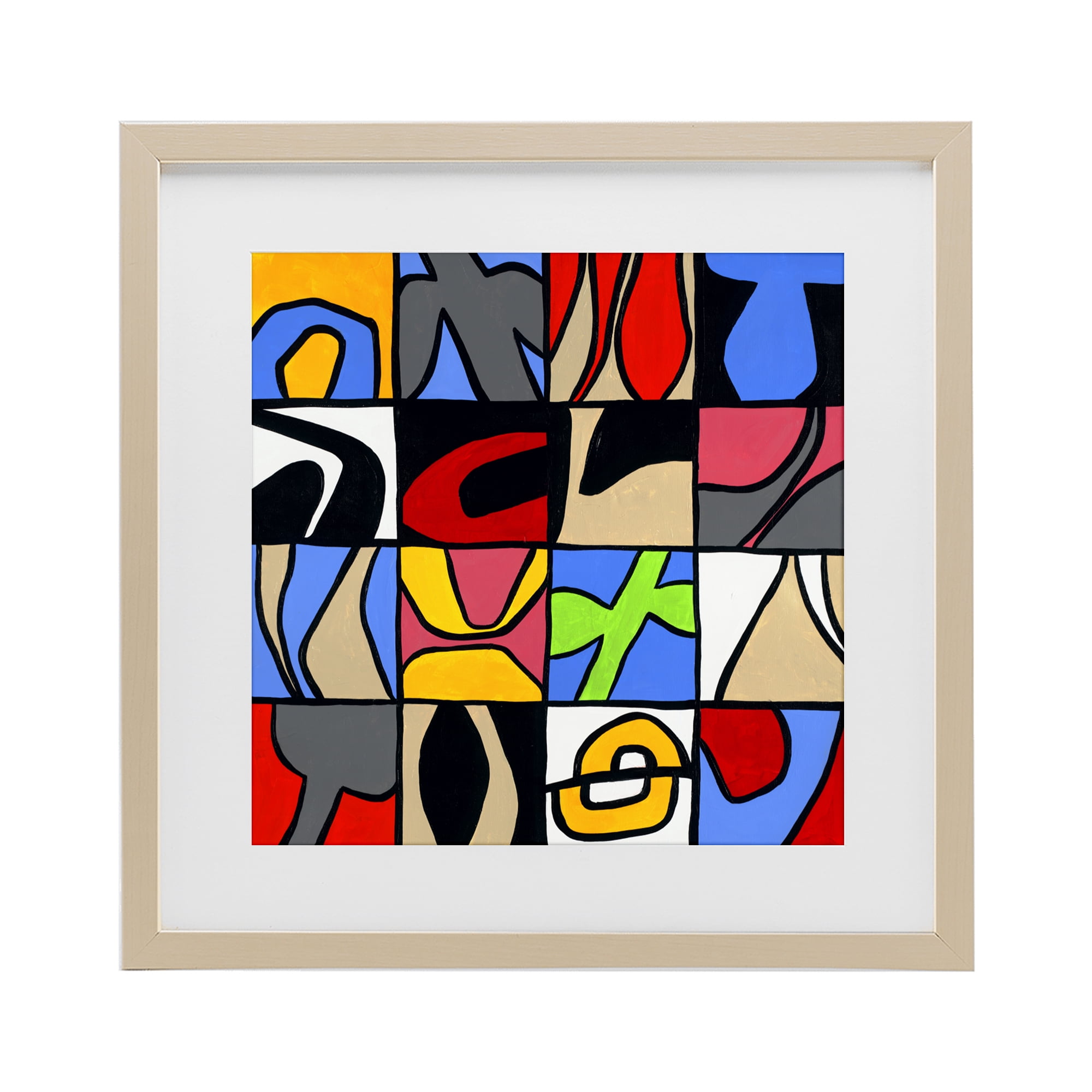 Stupell Industries Alternating Contrast Shapes Abstraction Birch Framed Print Under Glass, design by Ruth Fromstein
