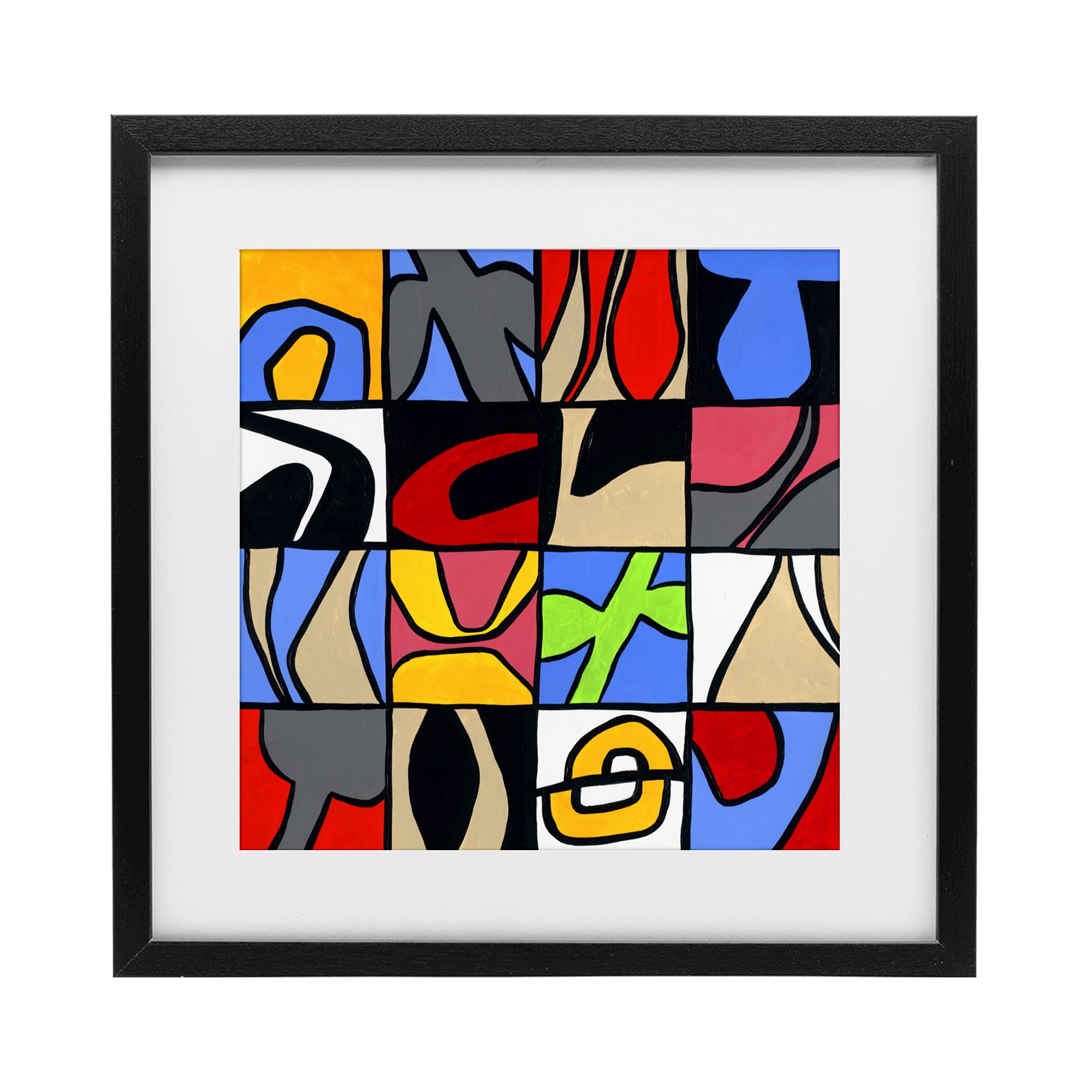 Stupell Industries Alternating Contrast Shapes Abstraction Black Framed Print Under Glass, design by Ruth Fromstein