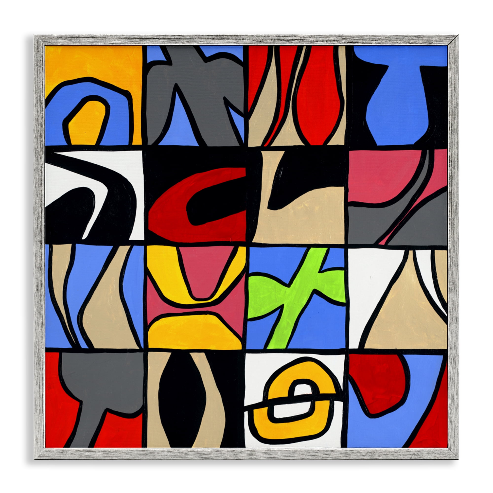 Stupell Industries Alternating Contrast Shapes Abstraction Gray Framed Giclee Art, design by Ruth Fromstein