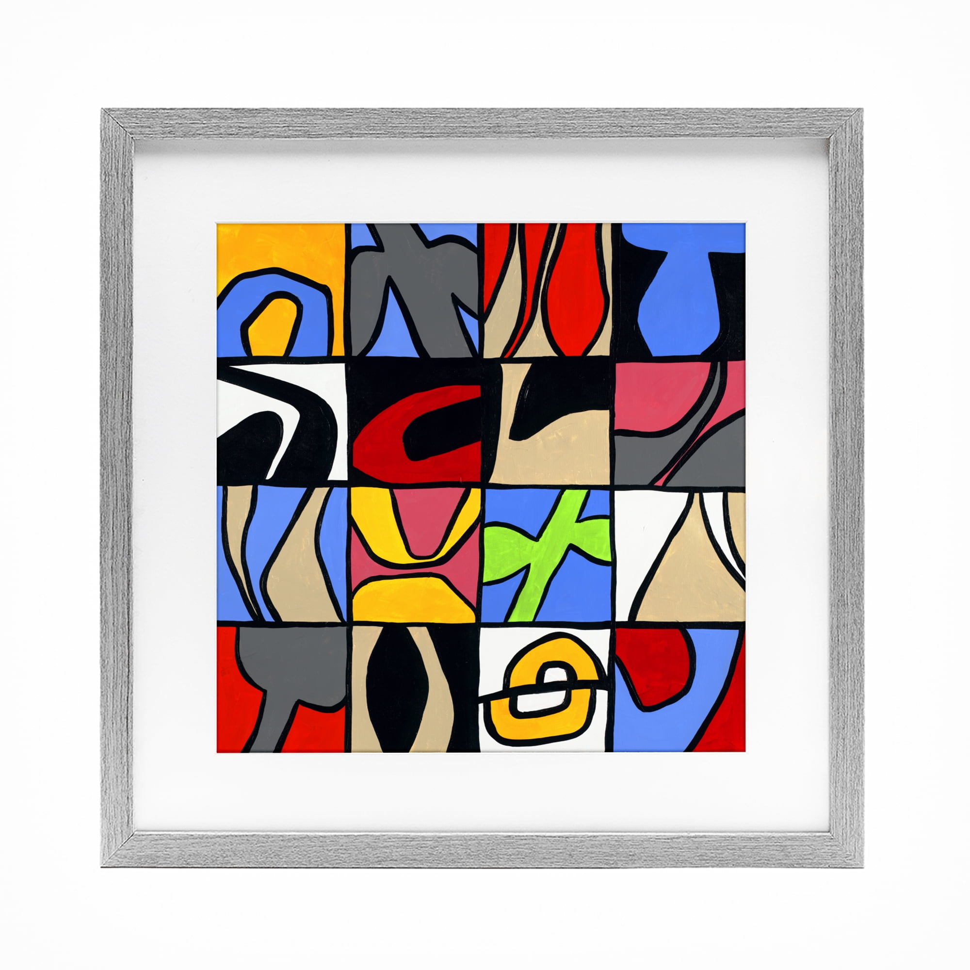 Stupell Industries Alternating Contrast Shapes Abstraction Gray Framed Print Under Glass, design by Ruth Fromstein